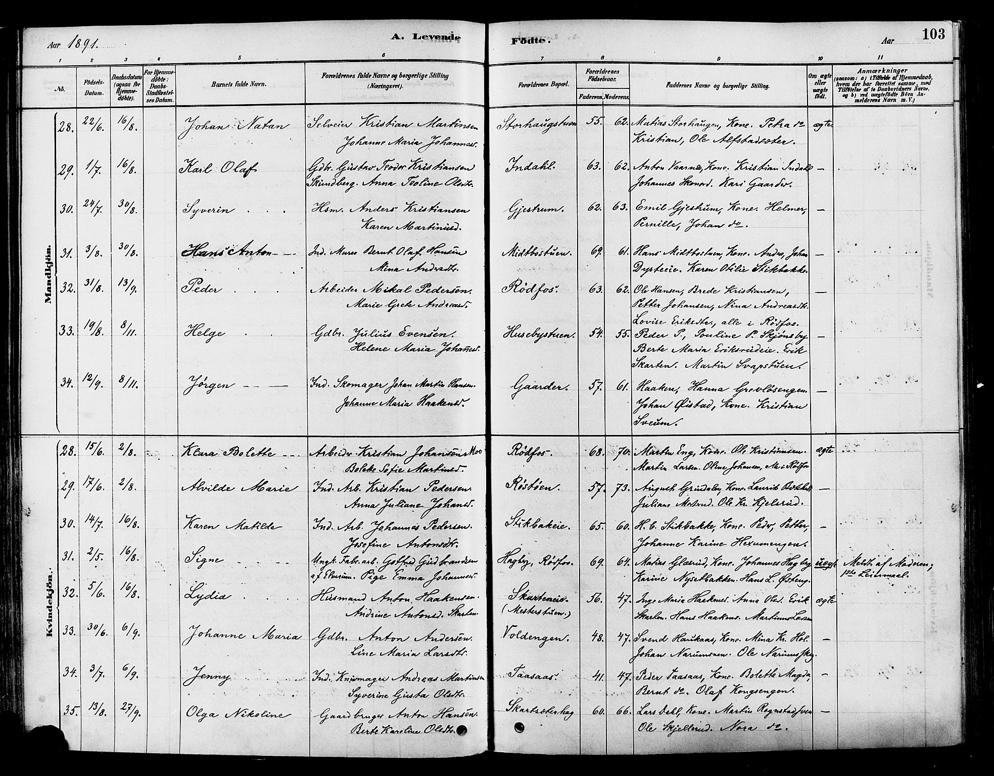 Vestre Toten prestekontor, AV/SAH-PREST-108/H/Ha/Haa/L0009: Parish register (official) no. 9, 1878-1894, p. 103