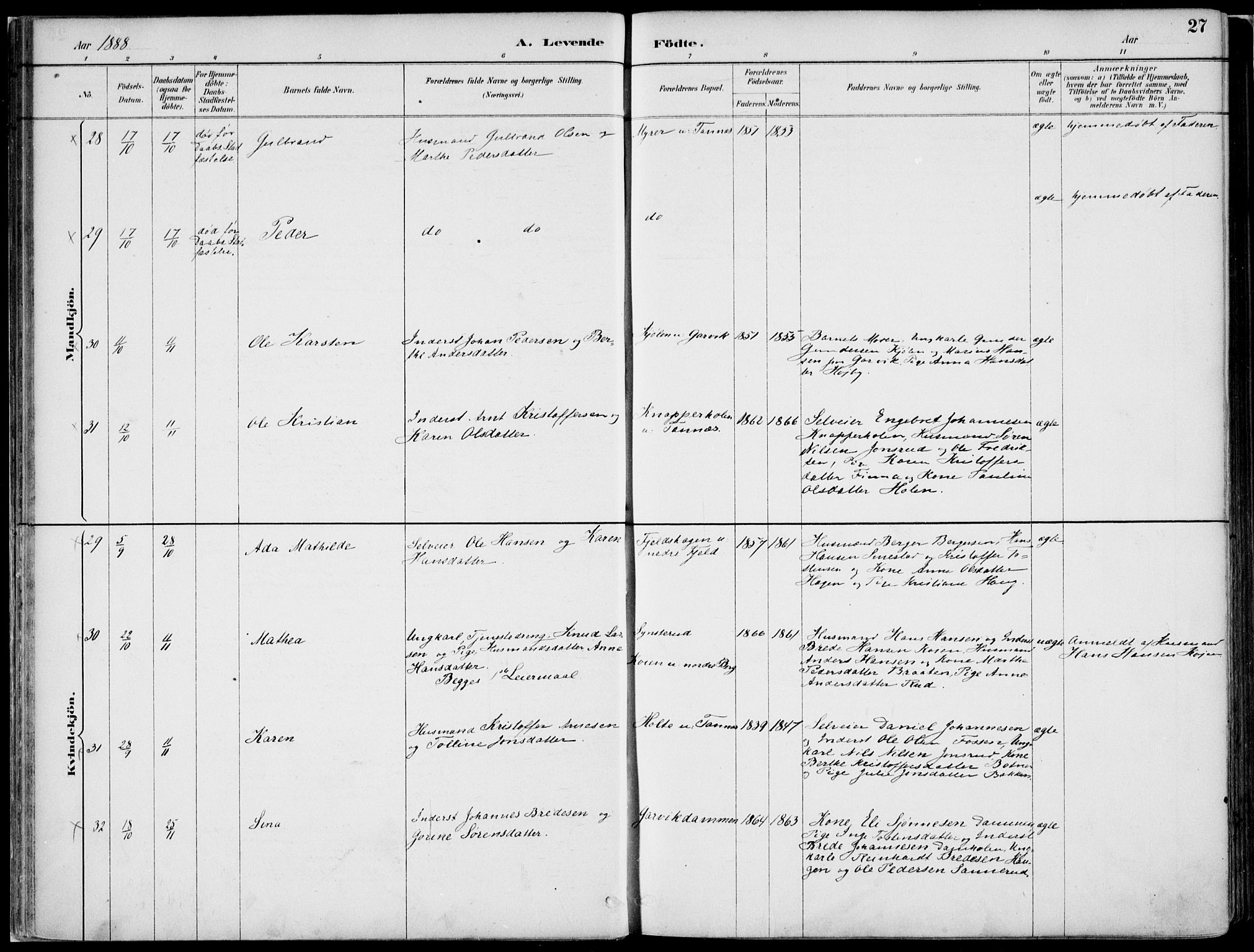 Nord-Odal prestekontor, SAH/PREST-032/H/Ha/Haa/L0008: Parish register (official) no. 8, 1886-1901, p. 27