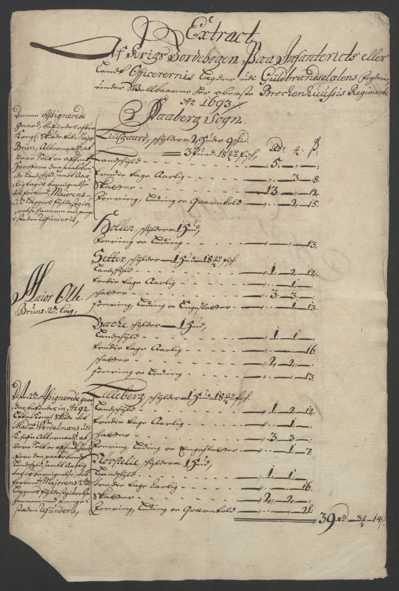 Rentekammeret inntil 1814, Reviderte regnskaper, Fogderegnskap, AV/RA-EA-4092/R17/L1167: Fogderegnskap Gudbrandsdal, 1693, p. 341