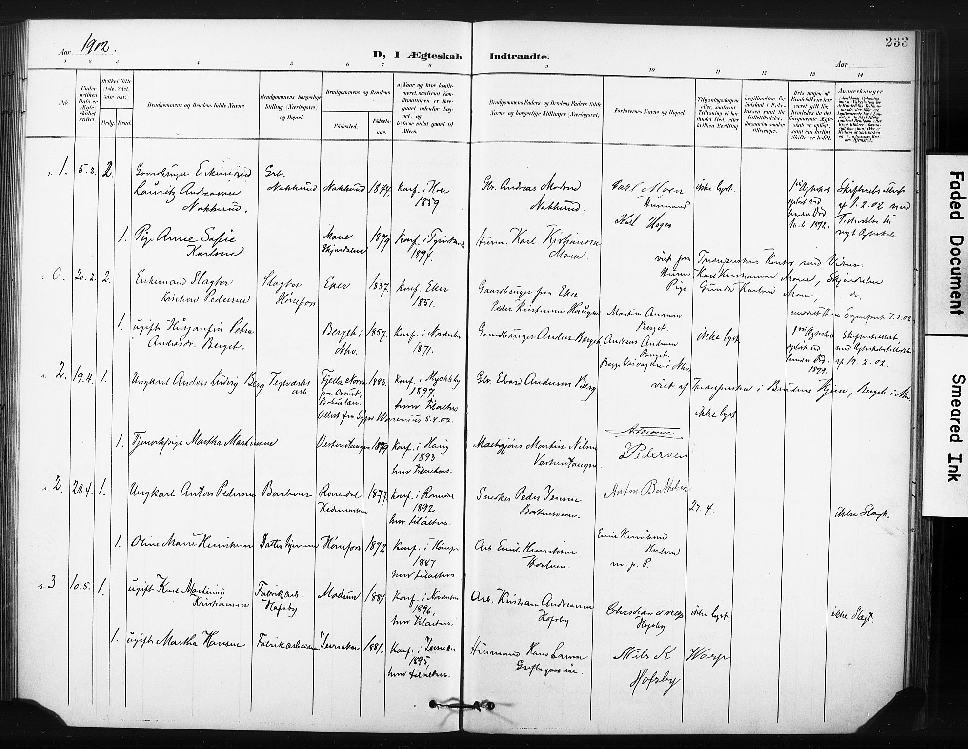 Hønefoss kirkebøker, AV/SAKO-A-609/F/Fa/L0003: Parish register (official) no. 3, 1900-1913, p. 233