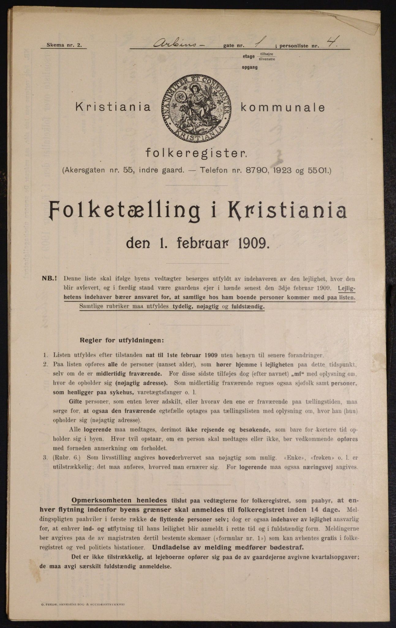 OBA, Municipal Census 1909 for Kristiania, 1909, p. 1529