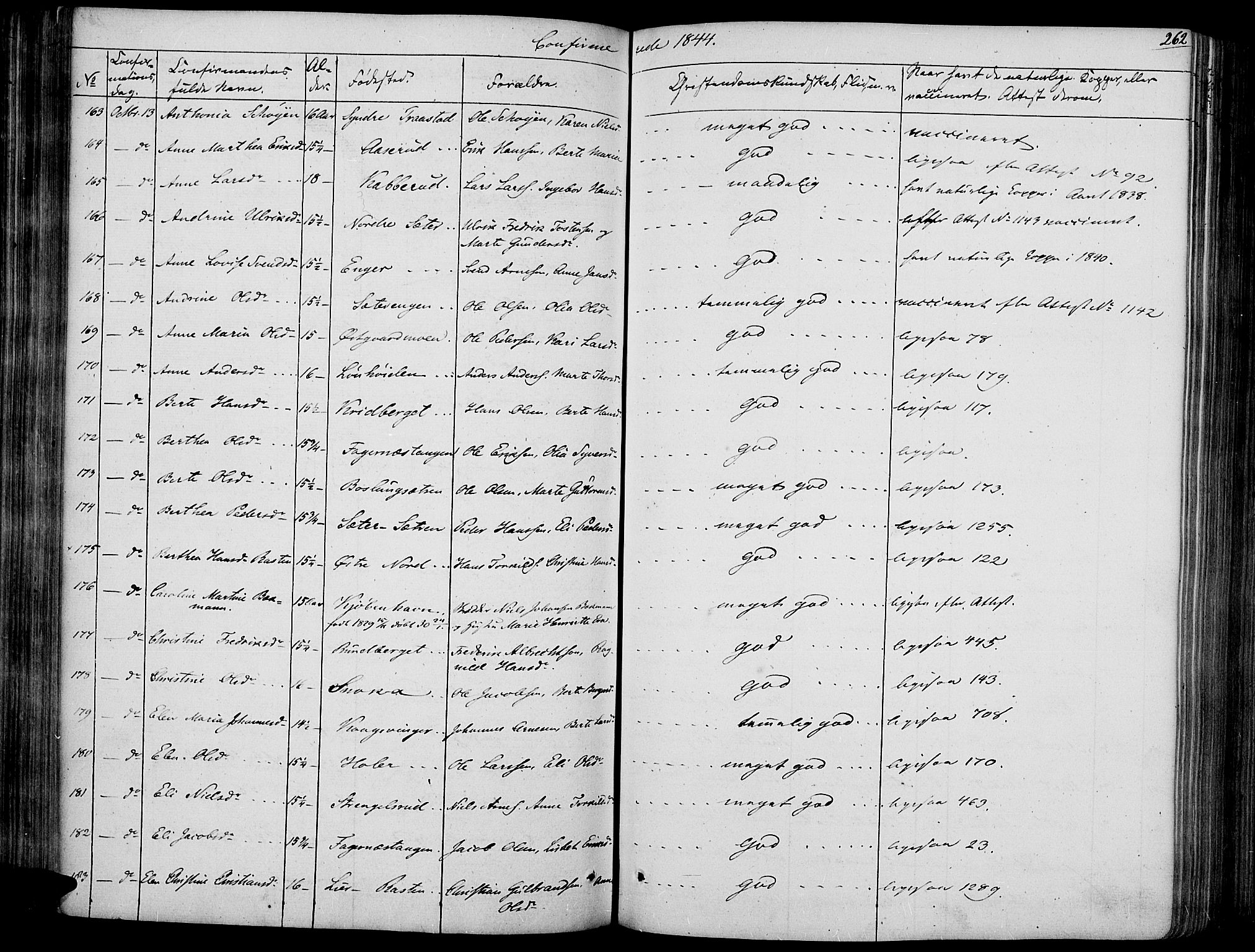 Vinger prestekontor, AV/SAH-PREST-024/H/Ha/Haa/L0008: Parish register (official) no. 8, 1839-1847, p. 262