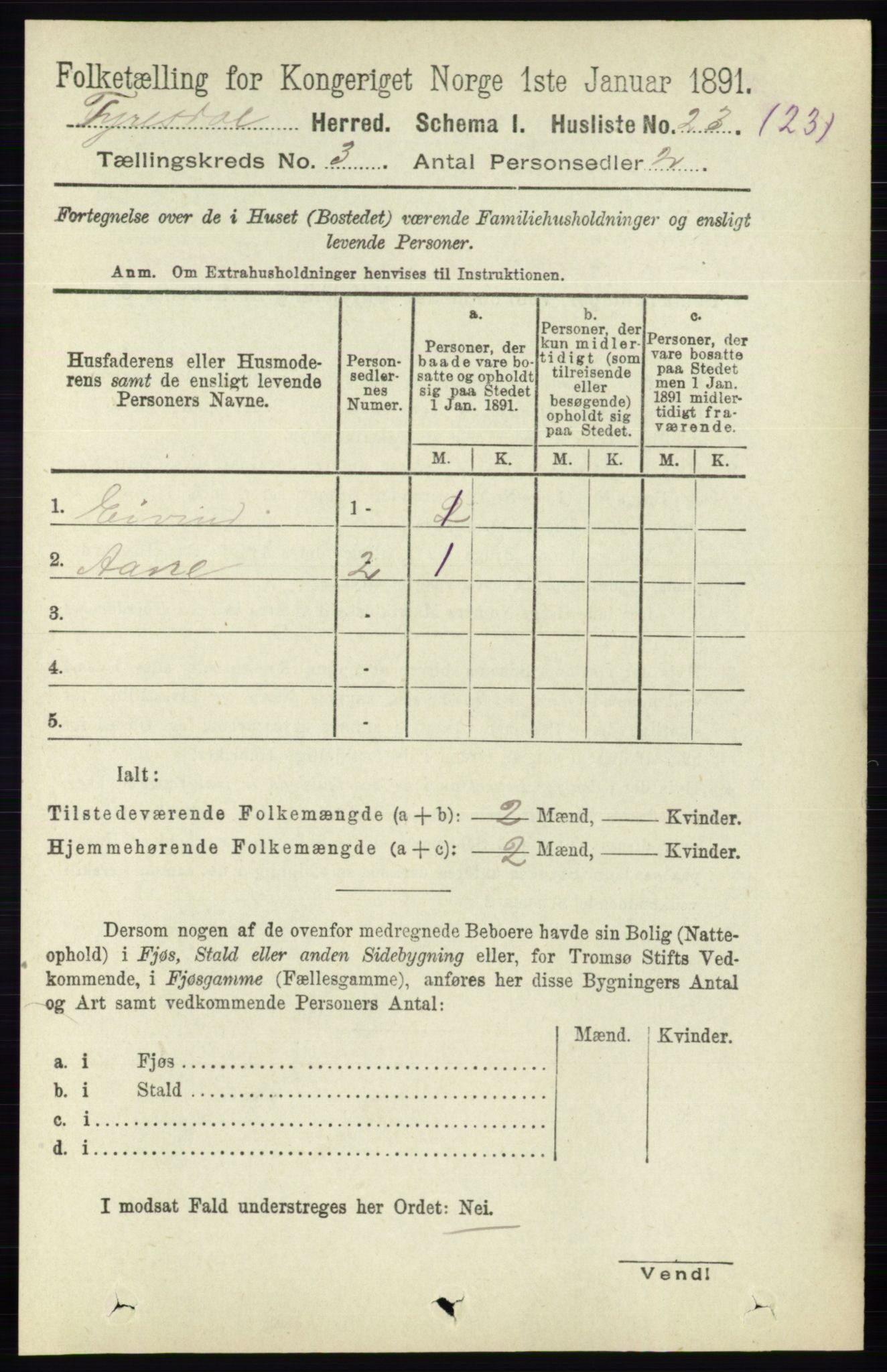 RA, 1891 census for 0831 Fyresdal, 1891, p. 557