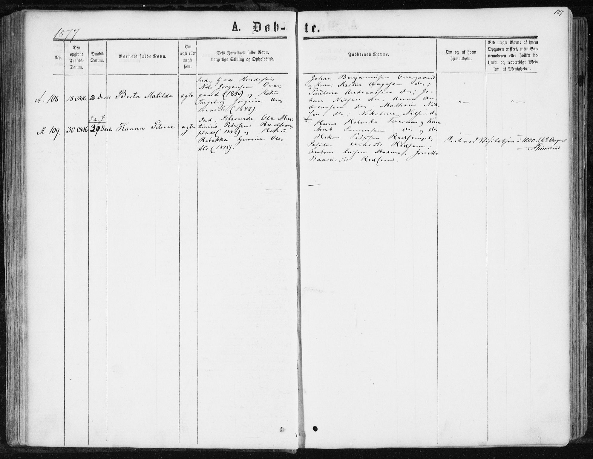 Ministerialprotokoller, klokkerbøker og fødselsregistre - Nord-Trøndelag, SAT/A-1458/741/L0394: Parish register (official) no. 741A08, 1864-1877, p. 127