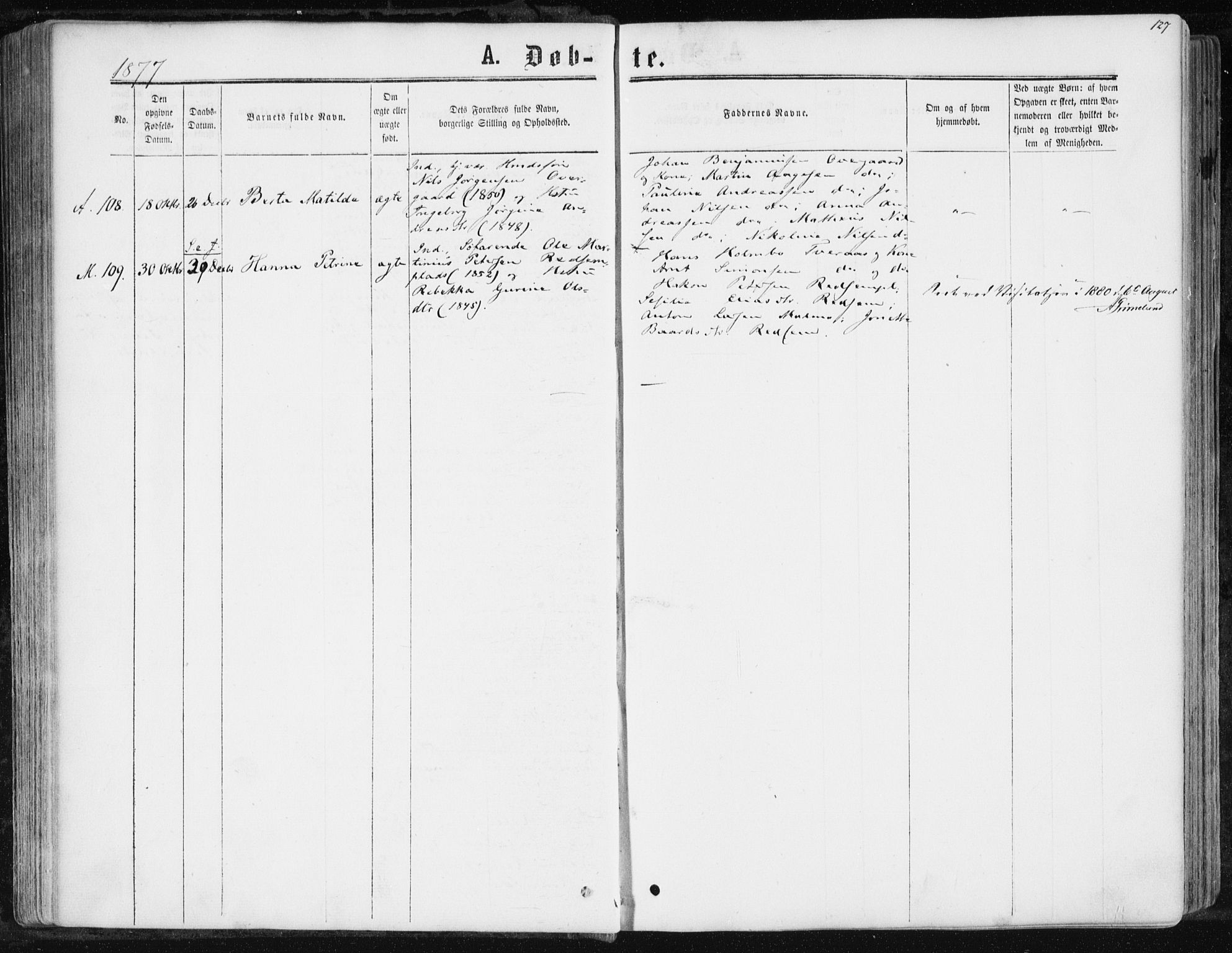 Ministerialprotokoller, klokkerbøker og fødselsregistre - Nord-Trøndelag, AV/SAT-A-1458/741/L0394: Parish register (official) no. 741A08, 1864-1877, p. 127