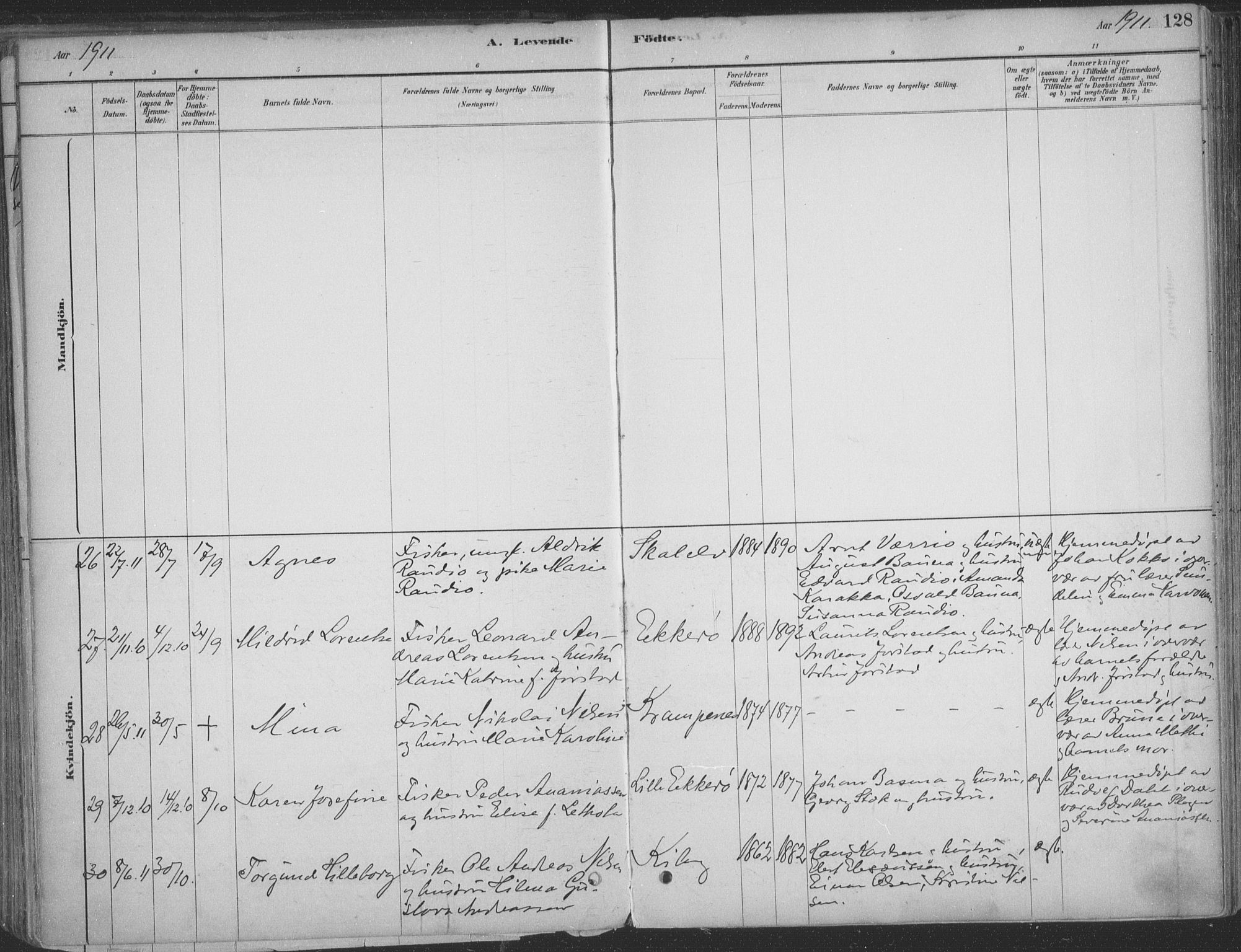 Vadsø sokneprestkontor, SATØ/S-1325/H/Ha/L0009kirke: Parish register (official) no. 9, 1881-1917, p. 128