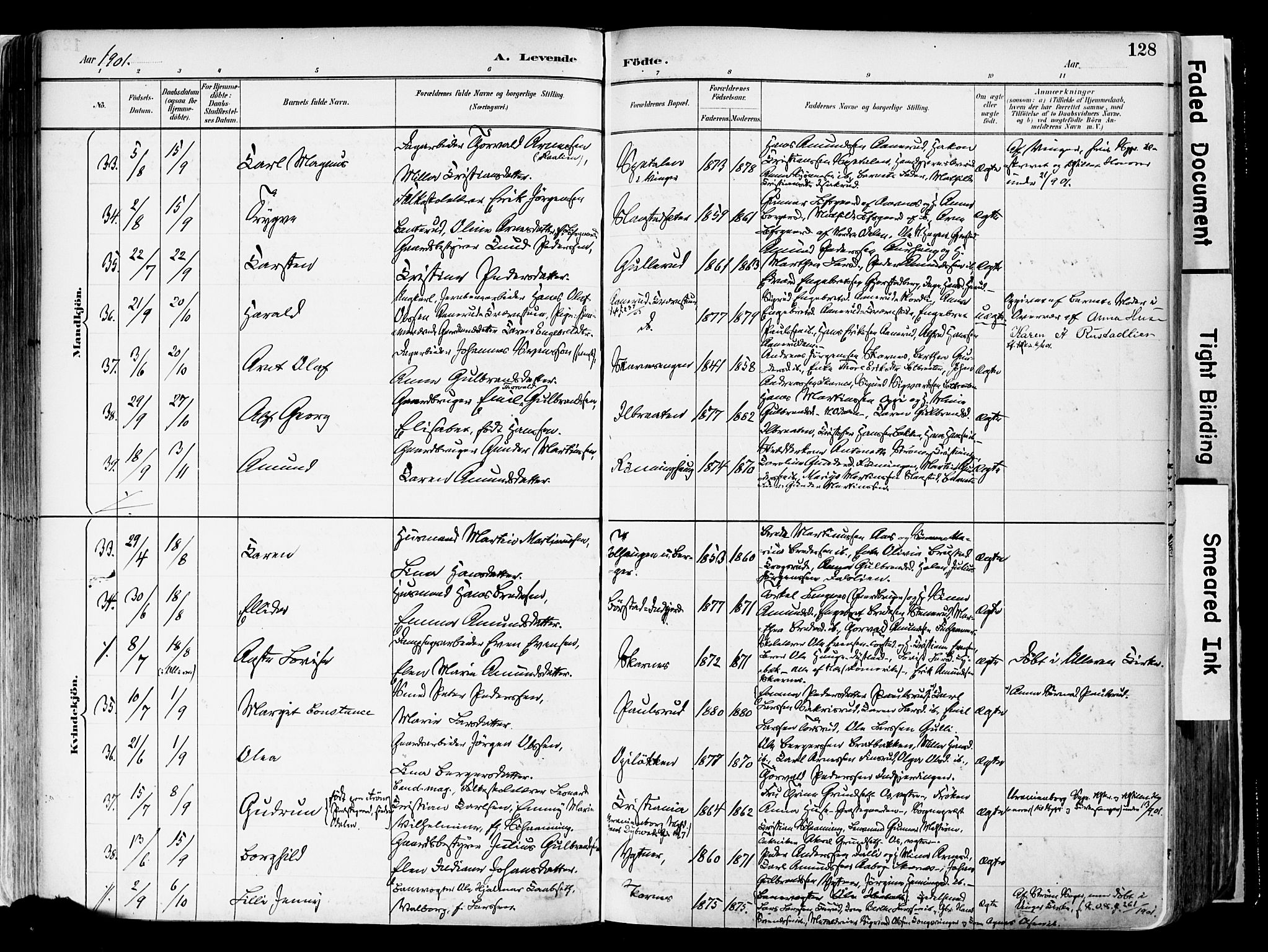 Sør-Odal prestekontor, SAH/PREST-030/H/Ha/Haa/L0006: Parish register (official) no. 6, 1886-1931, p. 128