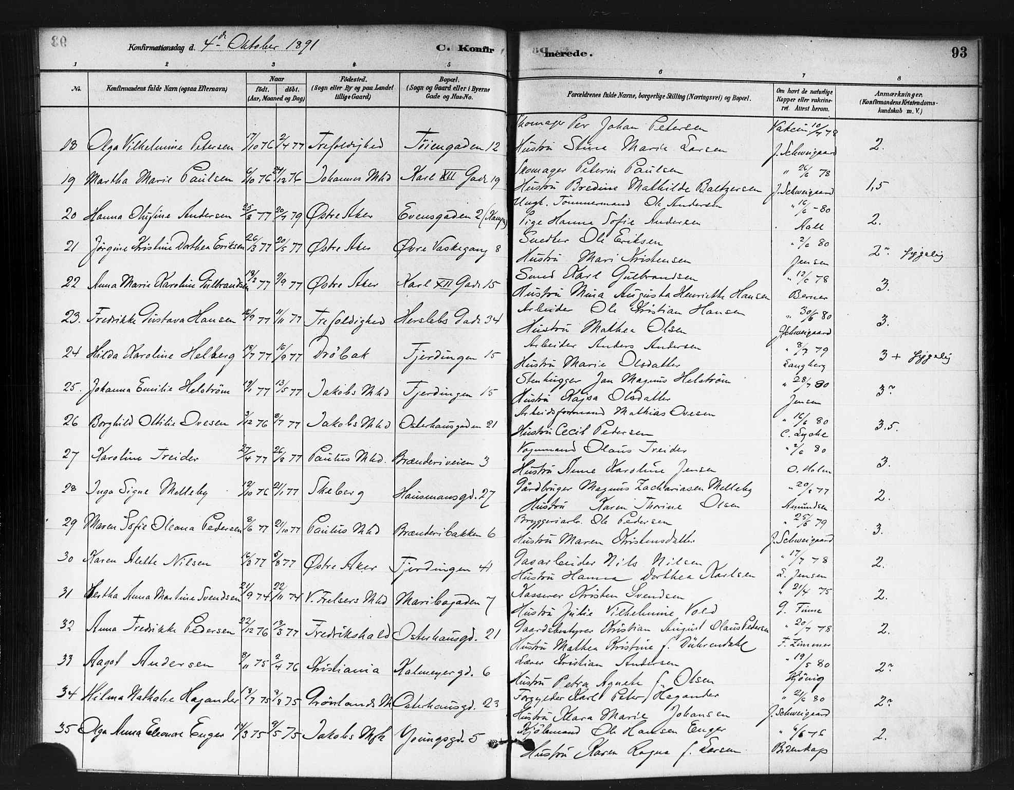 Jakob prestekontor Kirkebøker, SAO/A-10850/F/Fa/L0004: Parish register (official) no. 4, 1880-1894, p. 93