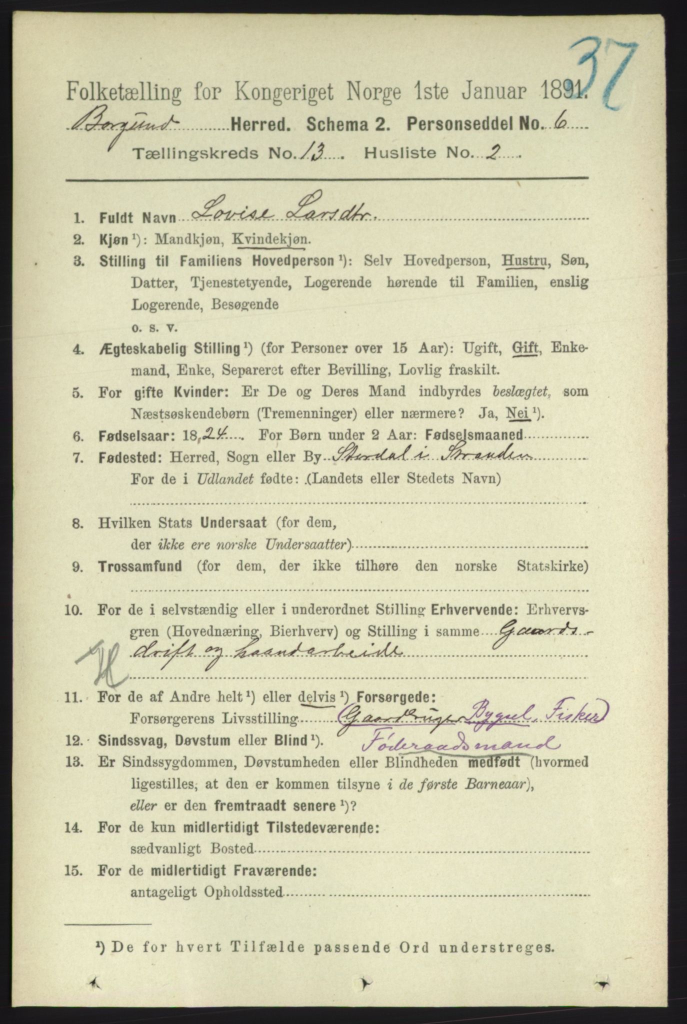 RA, 1891 census for 1531 Borgund, 1891, p. 3558