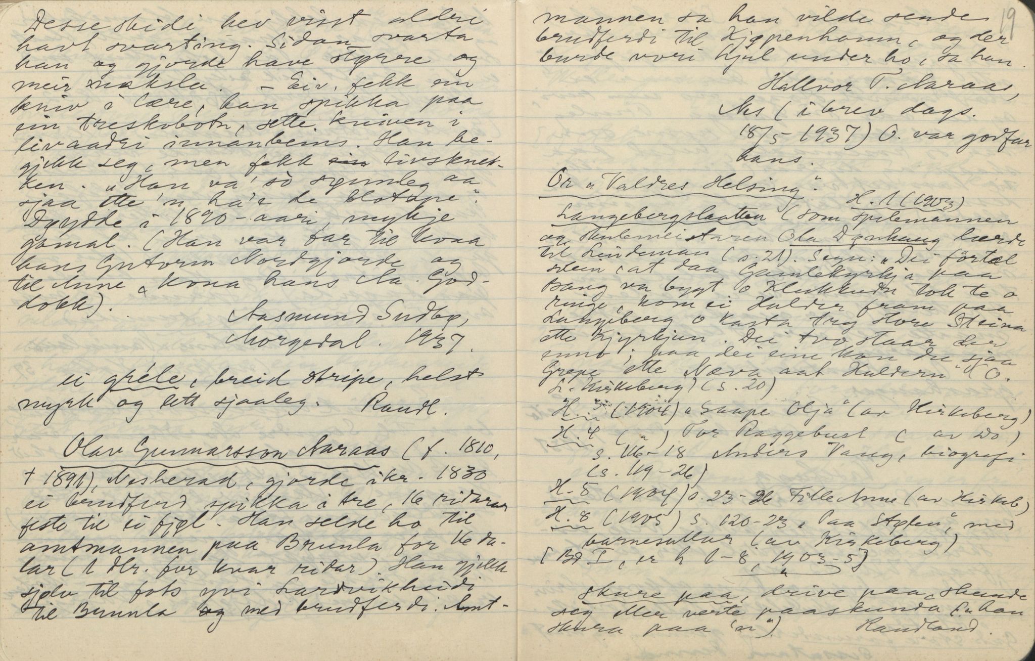 Rikard Berge, TEMU/TGM-A-1003/F/L0018/0027: 600-656 / 626 Ymse innhald, 1936-1945, p. 18-19
