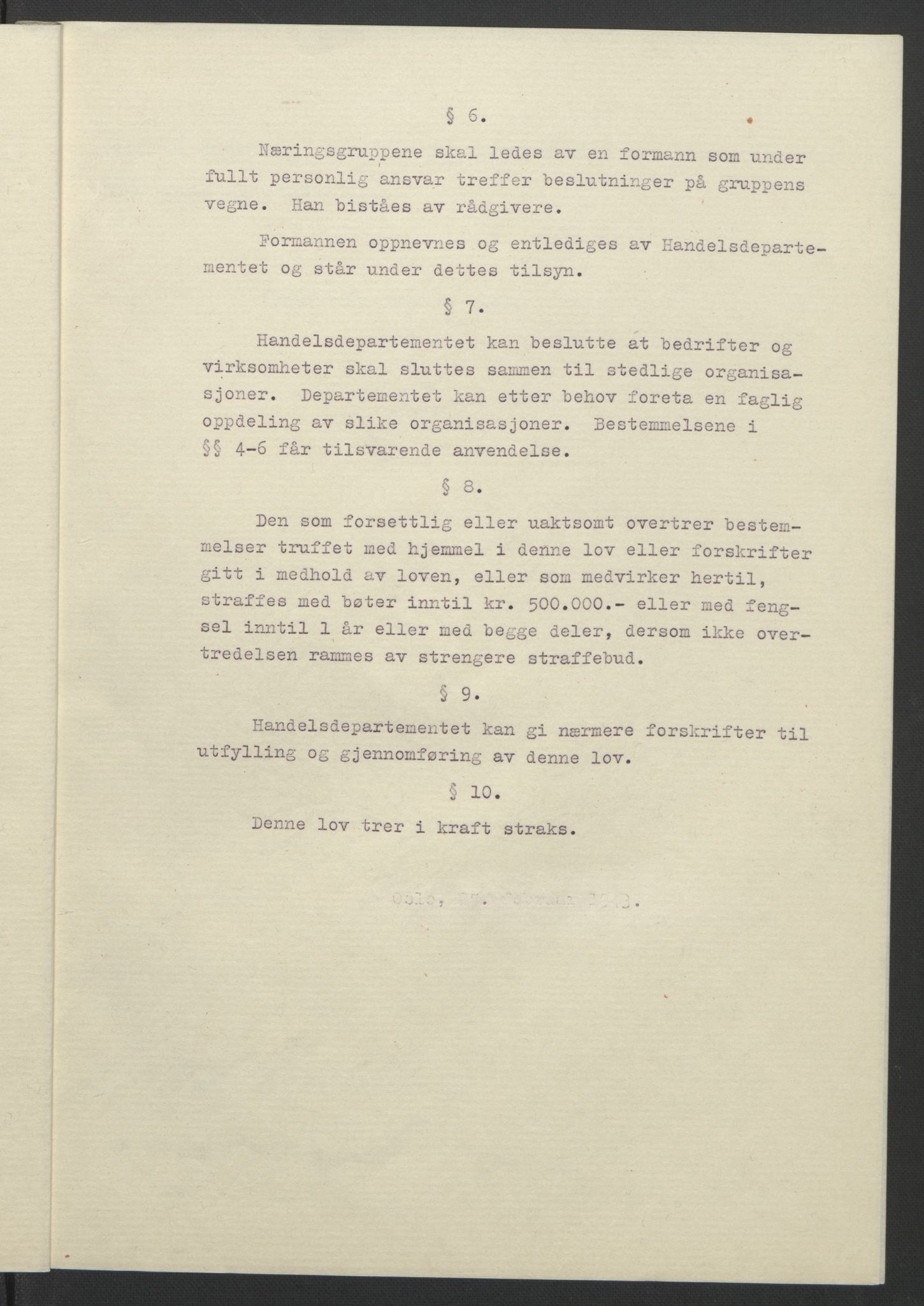 NS-administrasjonen 1940-1945 (Statsrådsekretariatet, de kommisariske statsråder mm), AV/RA-S-4279/D/Db/L0099: Lover, 1943, p. 172