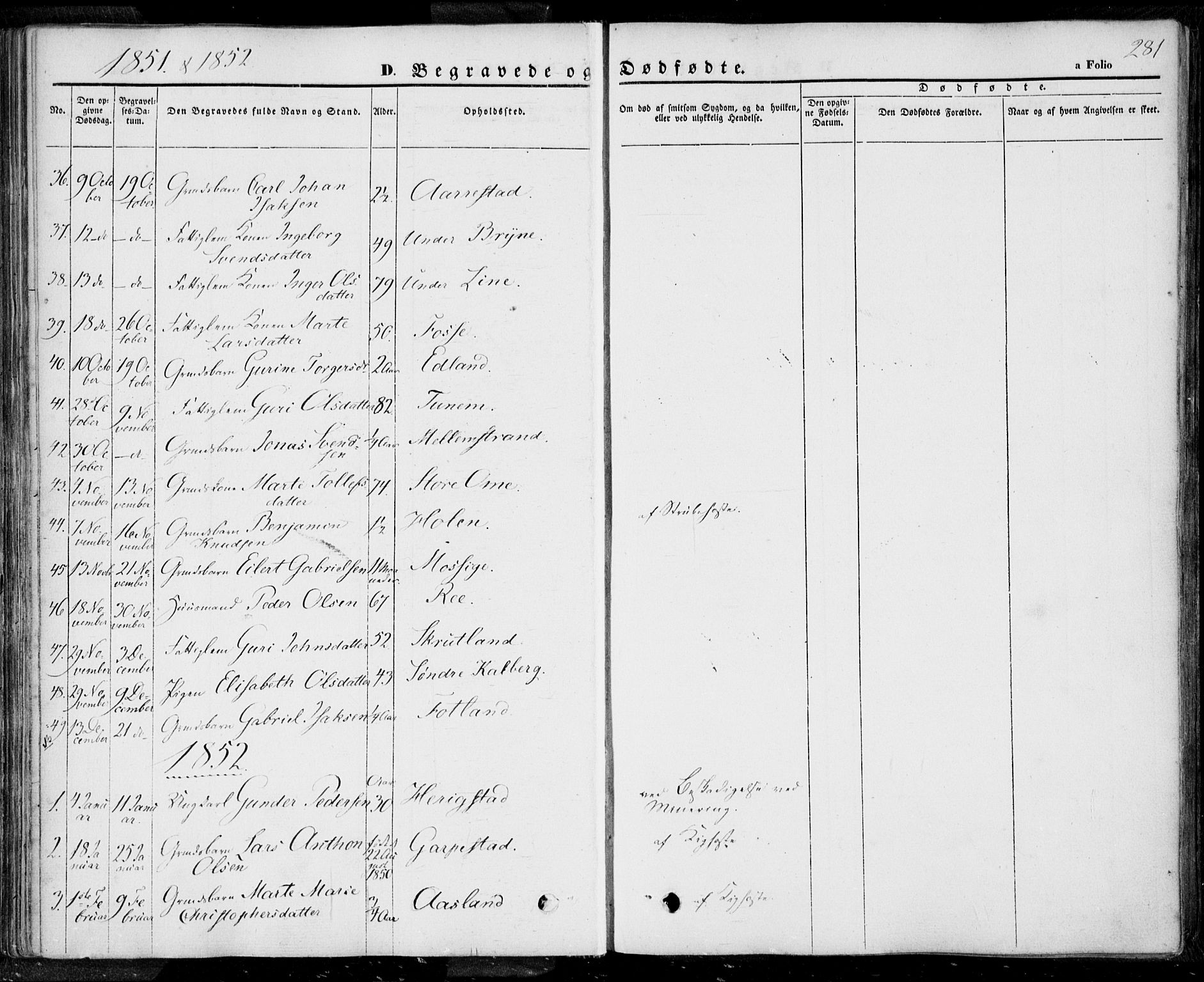Lye sokneprestkontor, SAST/A-101794/001/30BA/L0006: Parish register (official) no. A 5.2, 1842-1855, p. 281