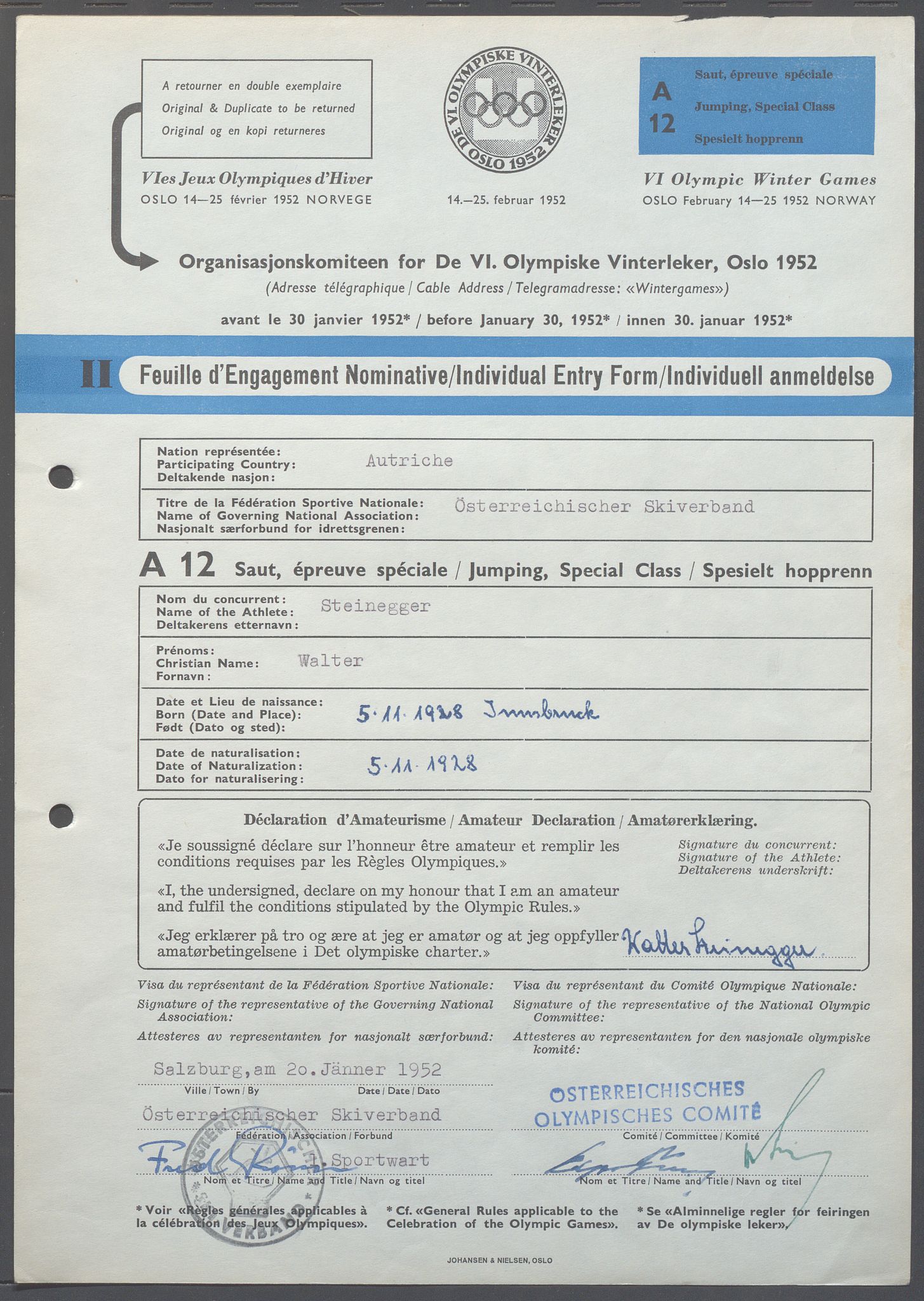 Organisasjonskomiteen for de VI. olympiske vinterleker, OBA/A-20130/H/Ha, 1951-1952, p. 987