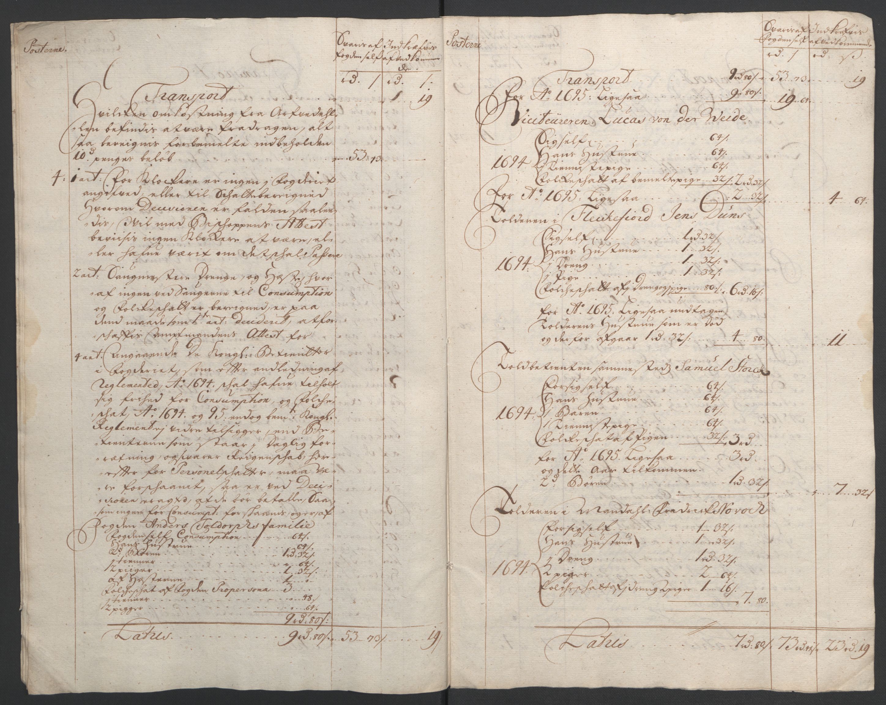 Rentekammeret inntil 1814, Reviderte regnskaper, Fogderegnskap, AV/RA-EA-4092/R43/L2545: Fogderegnskap Lista og Mandal, 1694-1695, p. 28