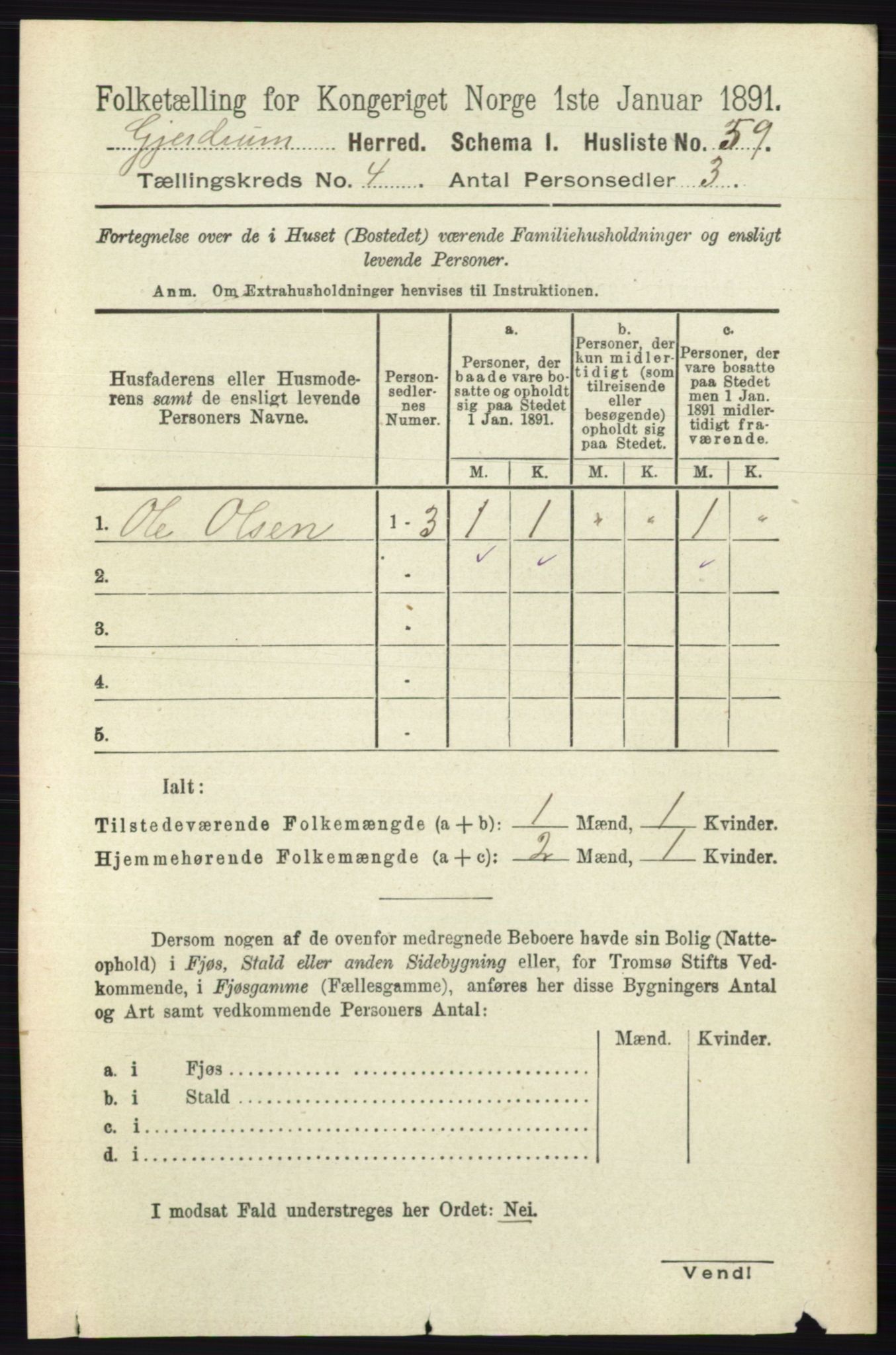 RA, 1891 census for 0234 Gjerdrum, 1891, p. 1808