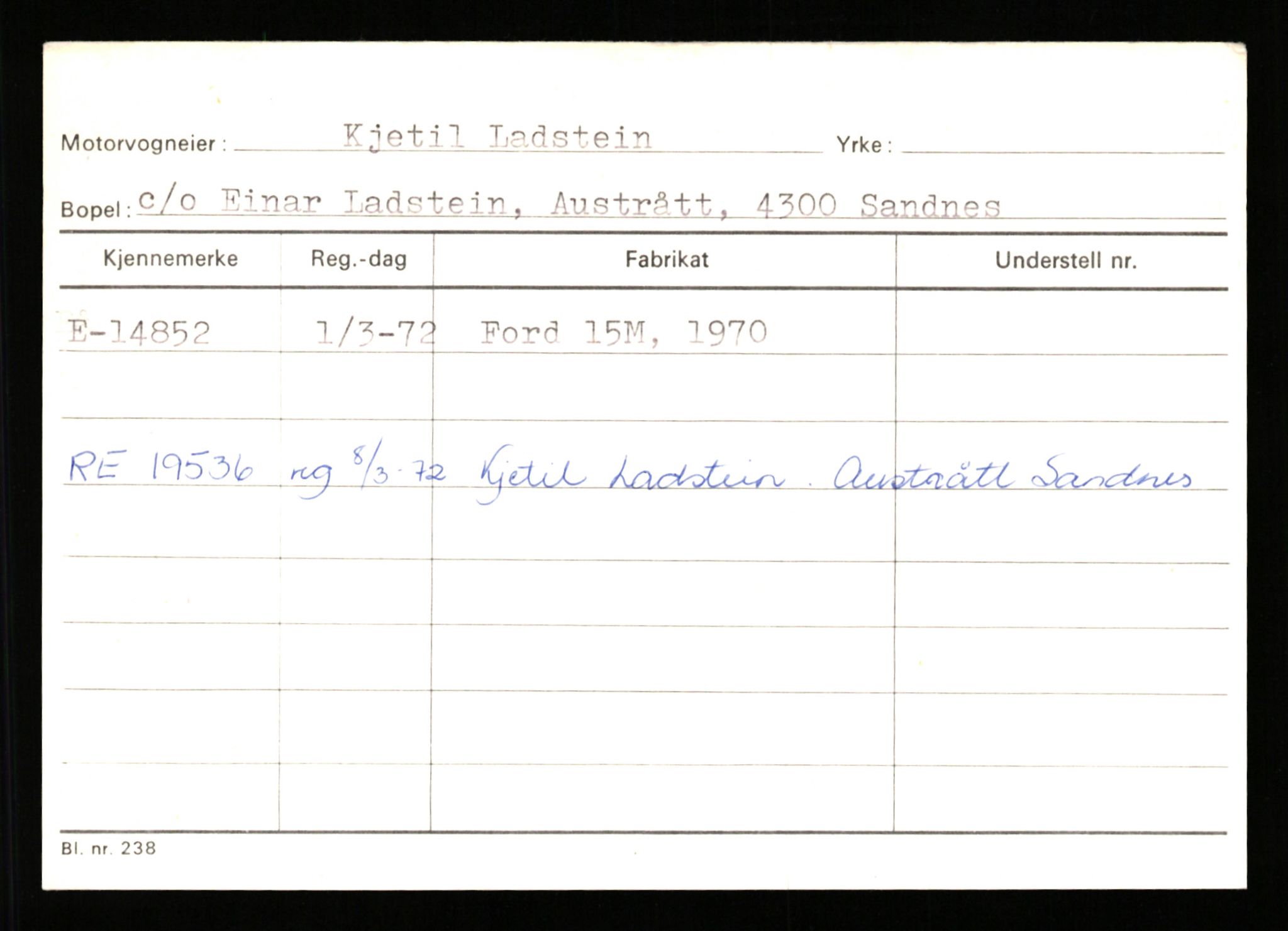 Stavanger trafikkstasjon, SAST/A-101942/0/G/L0003: Registreringsnummer: 10466 - 15496, 1930-1971, p. 2830