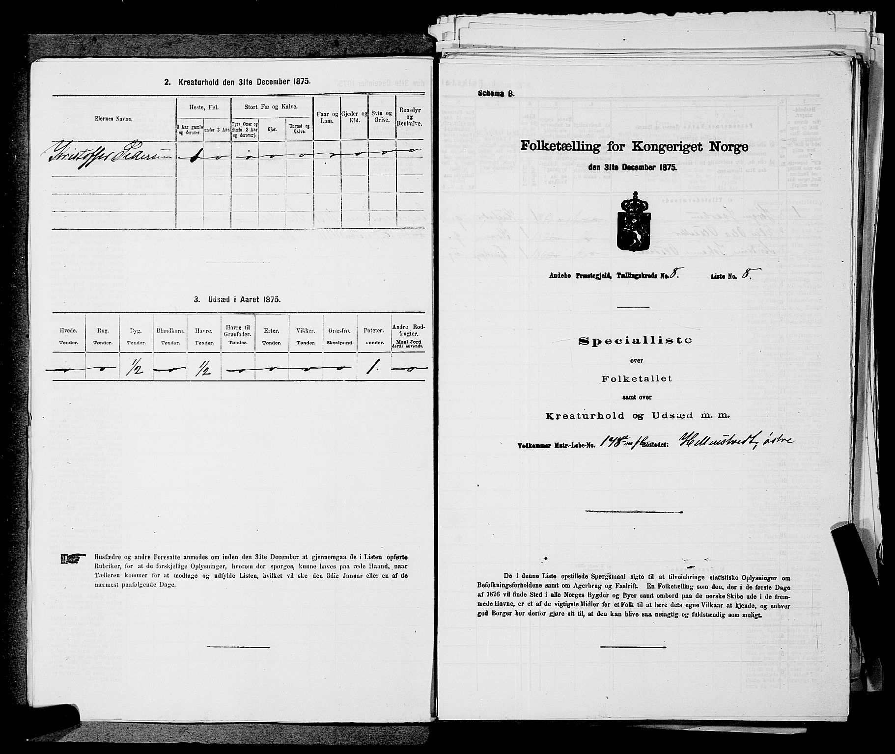 SAKO, 1875 census for 0719P Andebu, 1875, p. 729