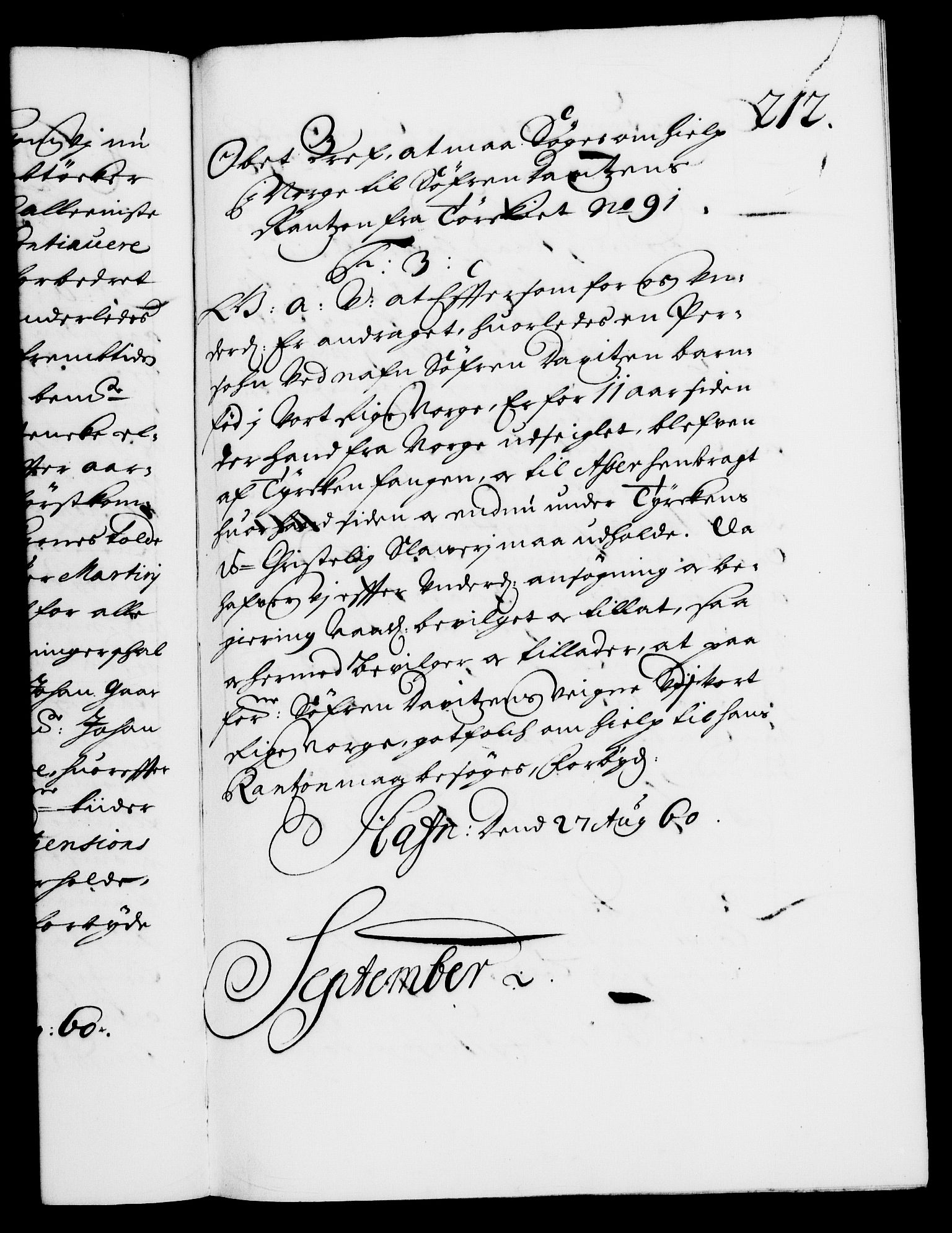 Danske Kanselli 1572-1799, RA/EA-3023/F/Fc/Fca/Fcaa/L0009: Norske registre (mikrofilm), 1657-1660, p. 212a