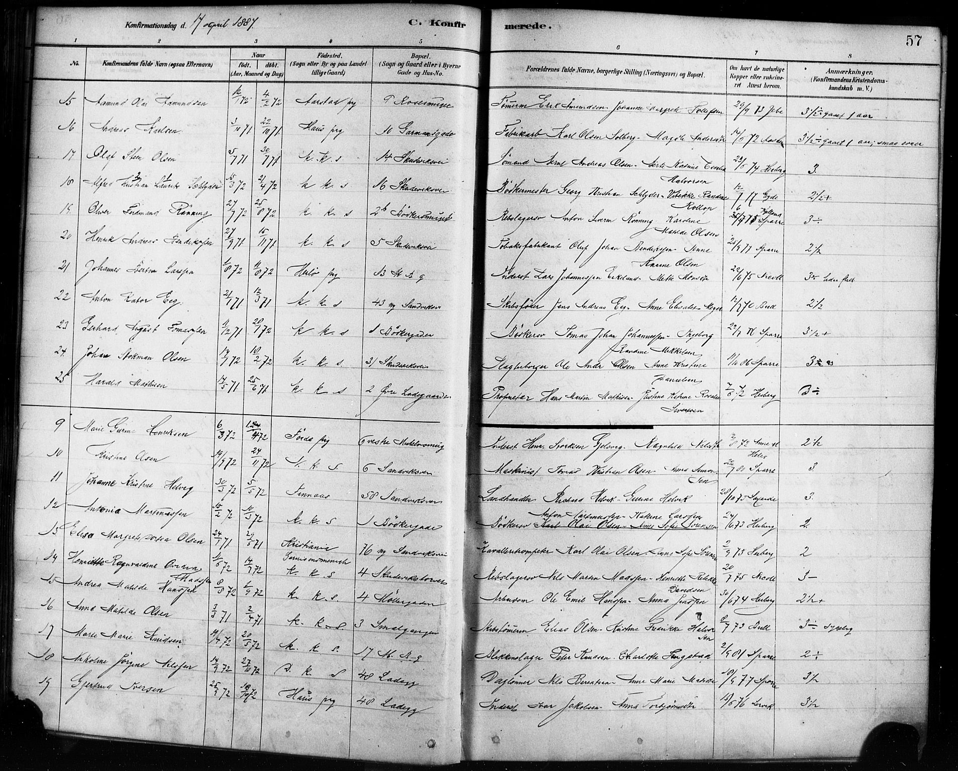 Sandviken Sokneprestembete, AV/SAB-A-77601/H/Ha/L0002: Parish register (official) no. A 2, 1878-1896, p. 57