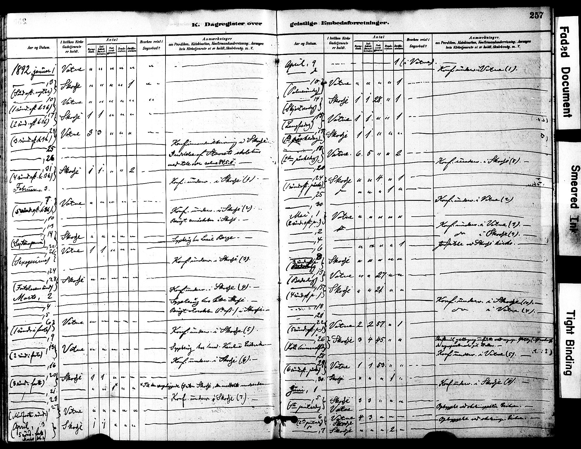 Ministerialprotokoller, klokkerbøker og fødselsregistre - Møre og Romsdal, SAT/A-1454/525/L0374: Parish register (official) no. 525A04, 1880-1899, p. 257