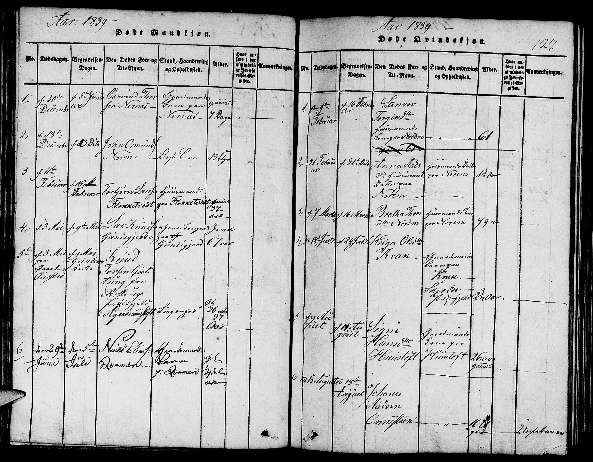 Etne sokneprestembete, SAB/A-75001/H/Hab: Parish register (copy) no. C 1, 1816-1841, p. 127