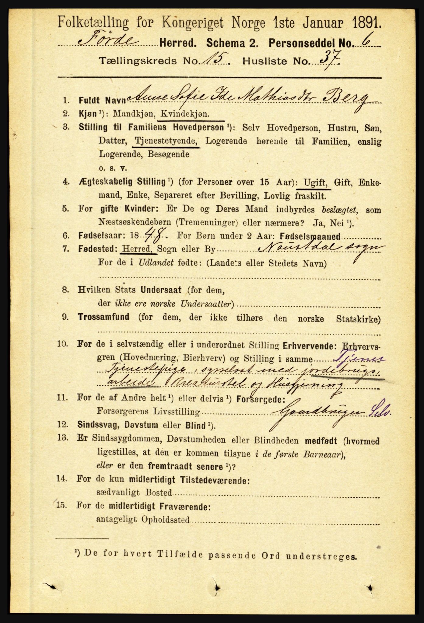 RA, 1891 census for 1432 Førde, 1891, p. 5757