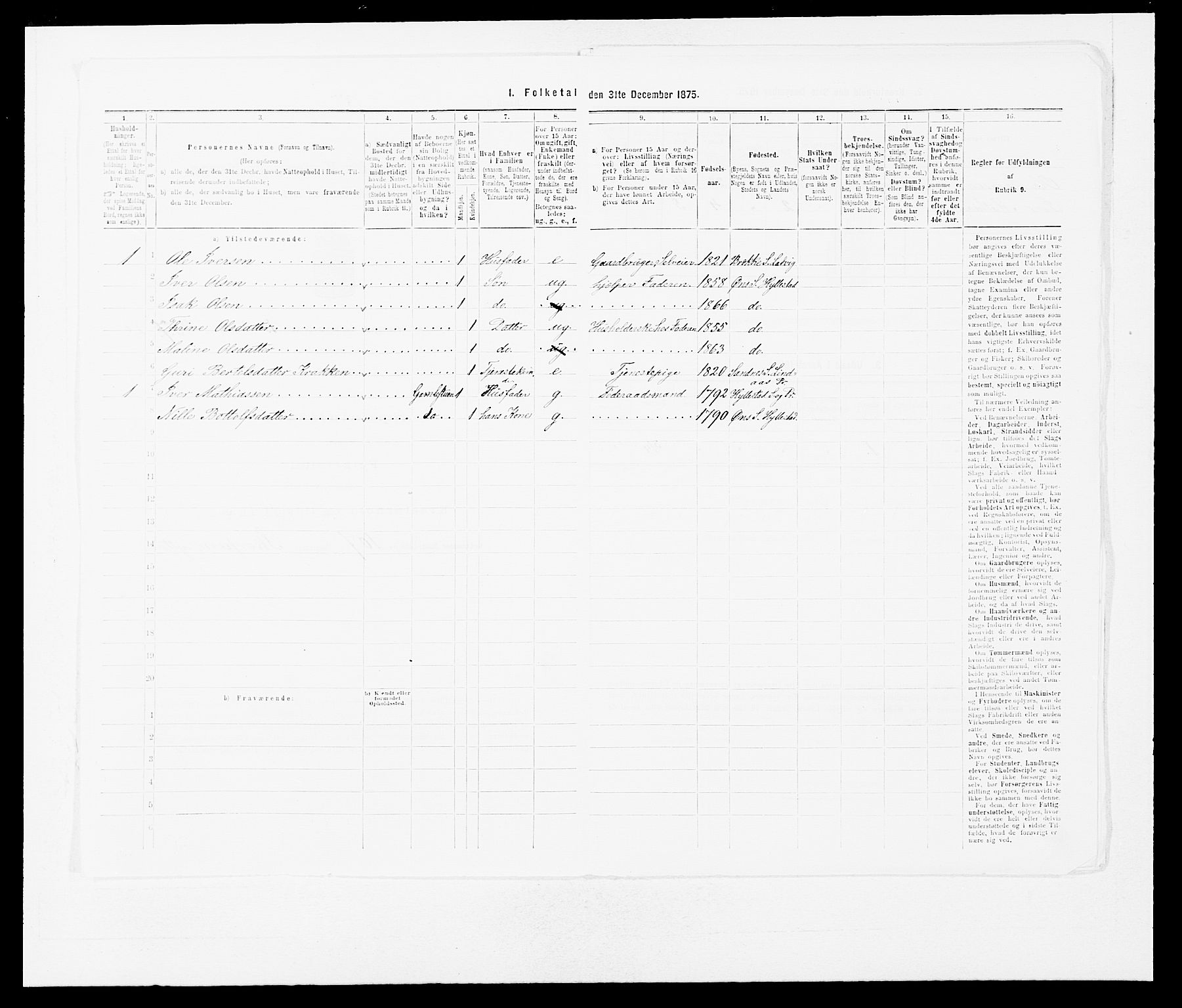 SAB, 1875 census for 1413P Hyllestad, 1875, p. 128