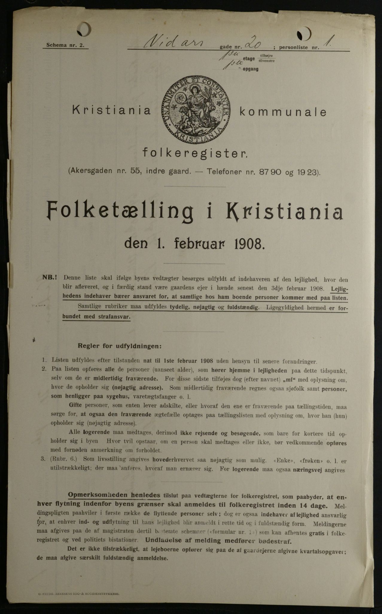 OBA, Municipal Census 1908 for Kristiania, 1908, p. 111049