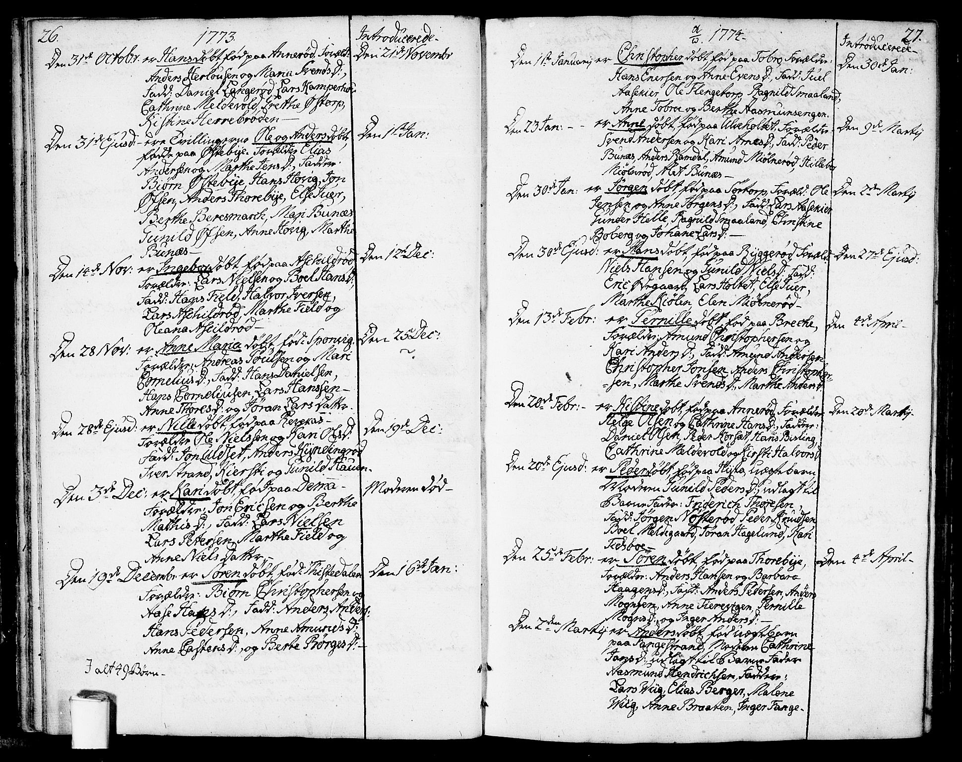 Berg prestekontor Kirkebøker, AV/SAO-A-10902/F/Fa/L0001: Parish register (official) no. I 1, 1770-1814, p. 26-27