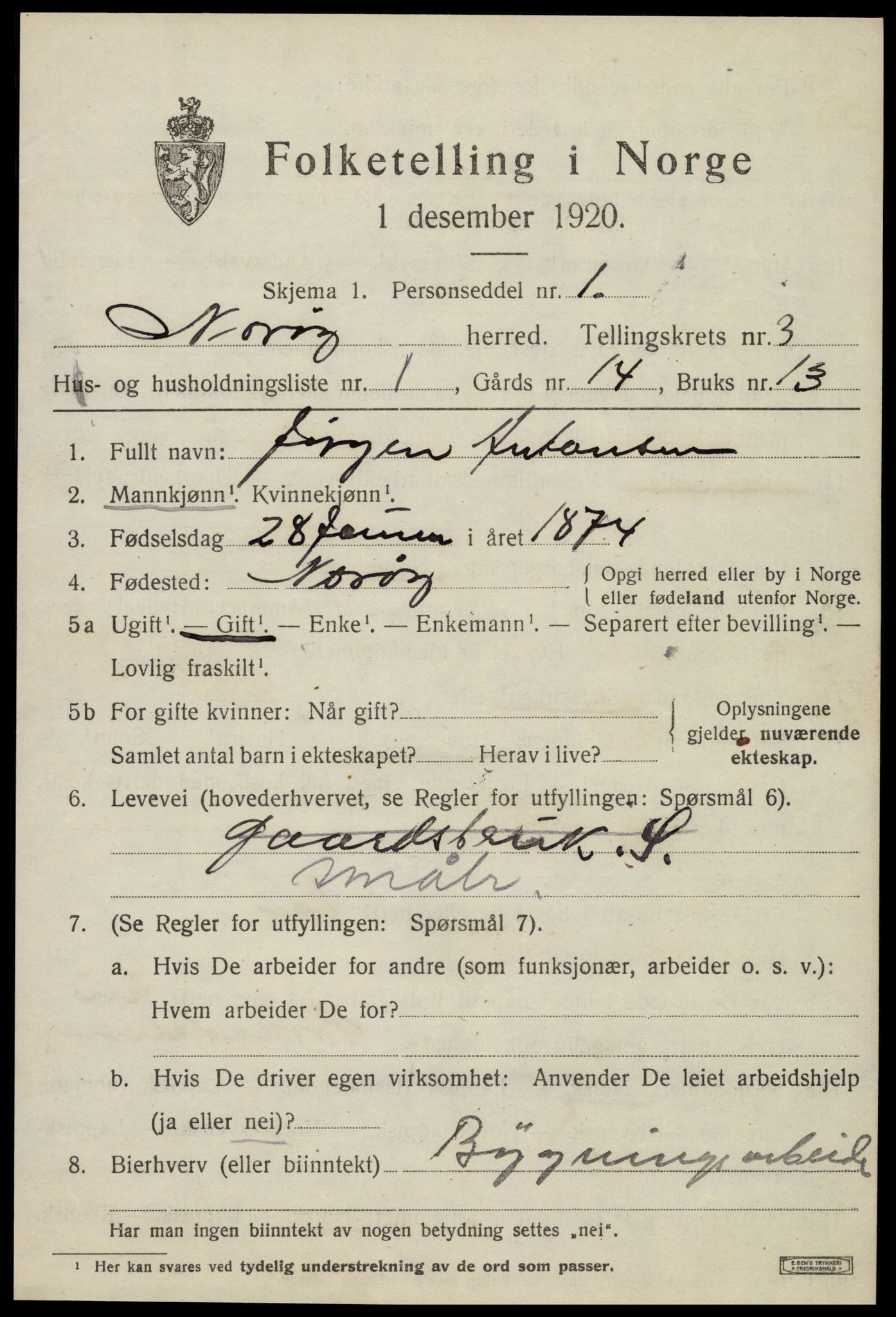 SAT, 1920 census for Nærøy, 1920, p. 1523