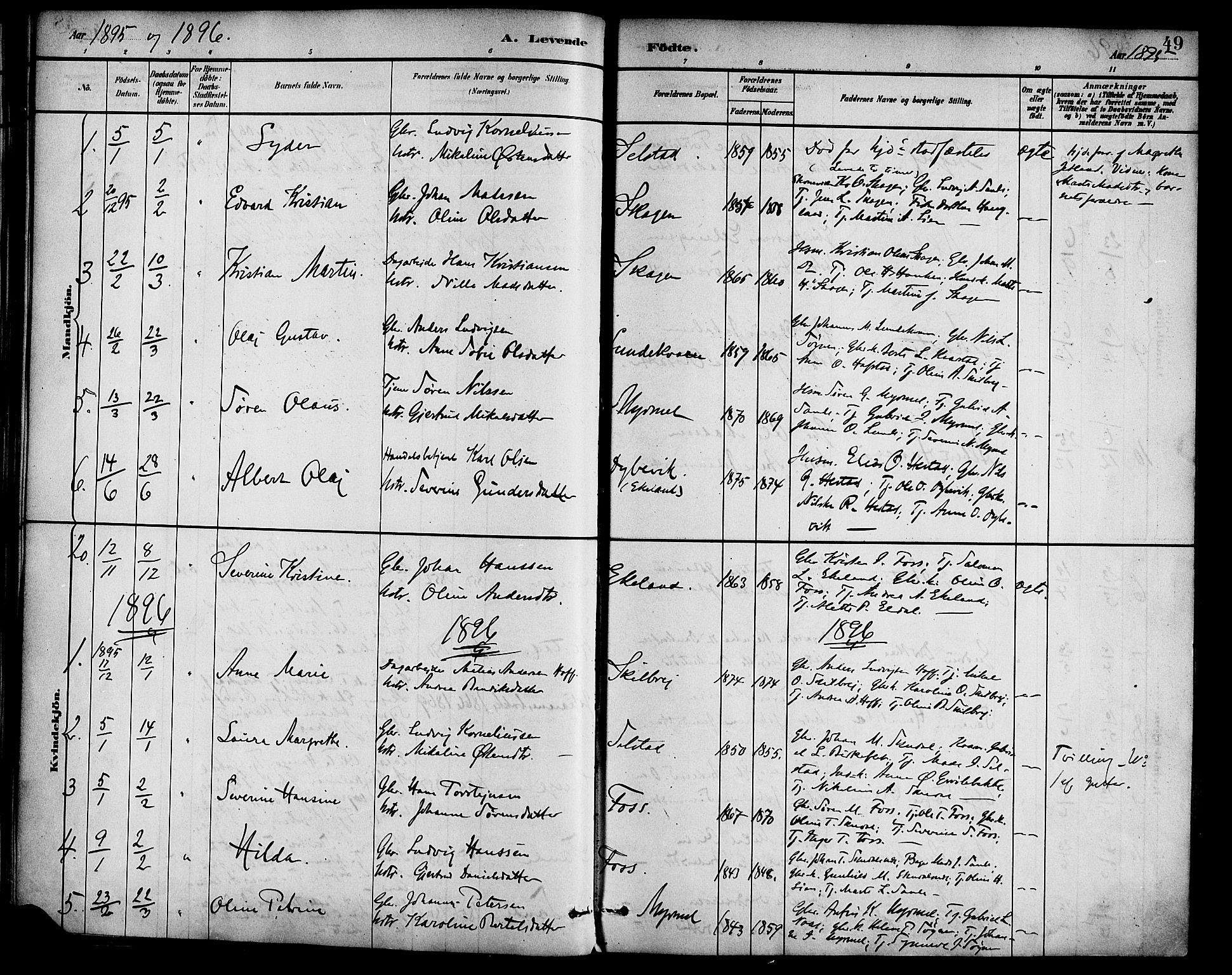 Gaular sokneprestembete, SAB/A-80001/H/Haa: Parish register (official) no. B 1, 1882-1897, p. 49