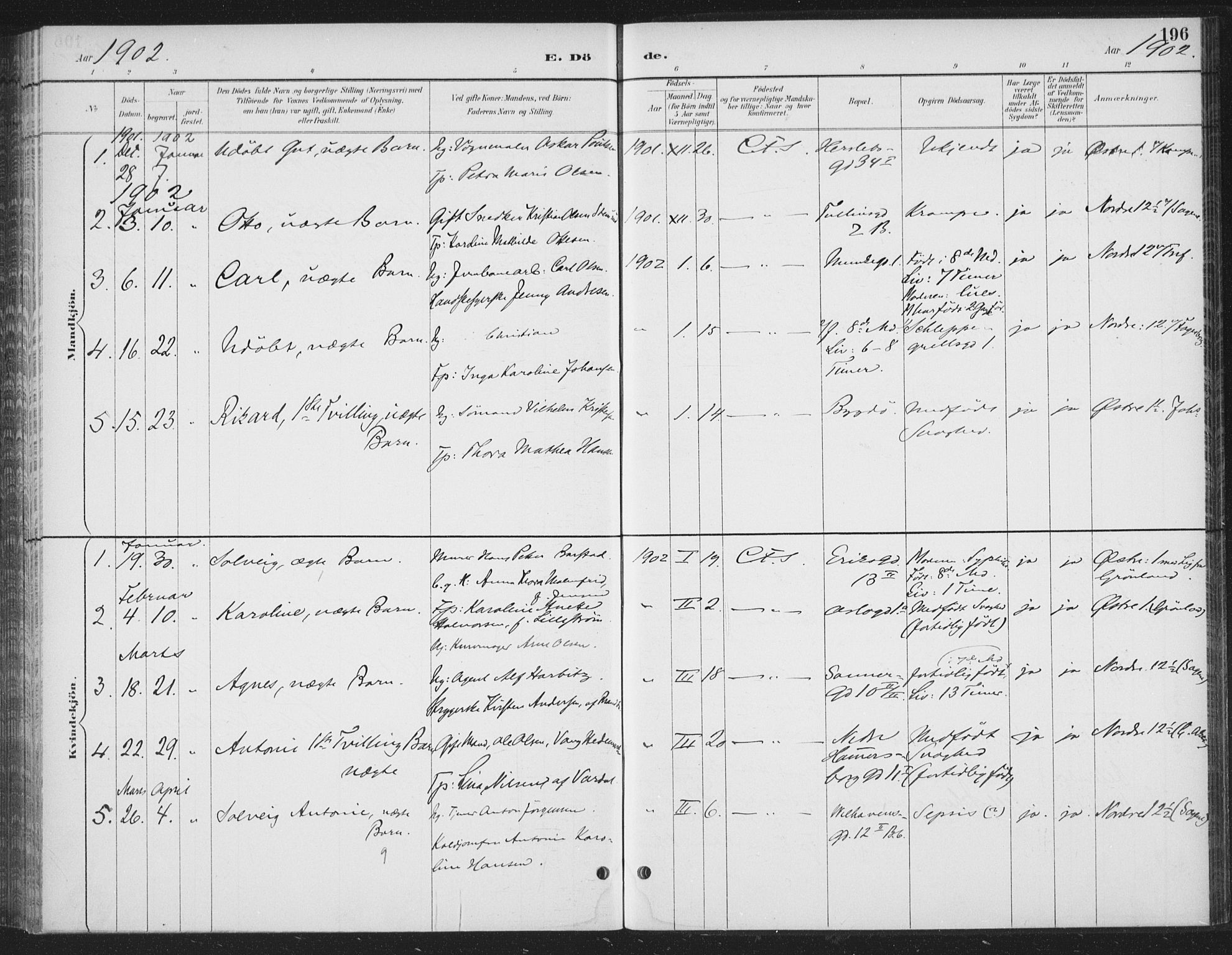 Rikshospitalet prestekontor Kirkebøker, AV/SAO-A-10309b/F/L0010: Parish register (official) no. 10, 1888-1912, p. 196