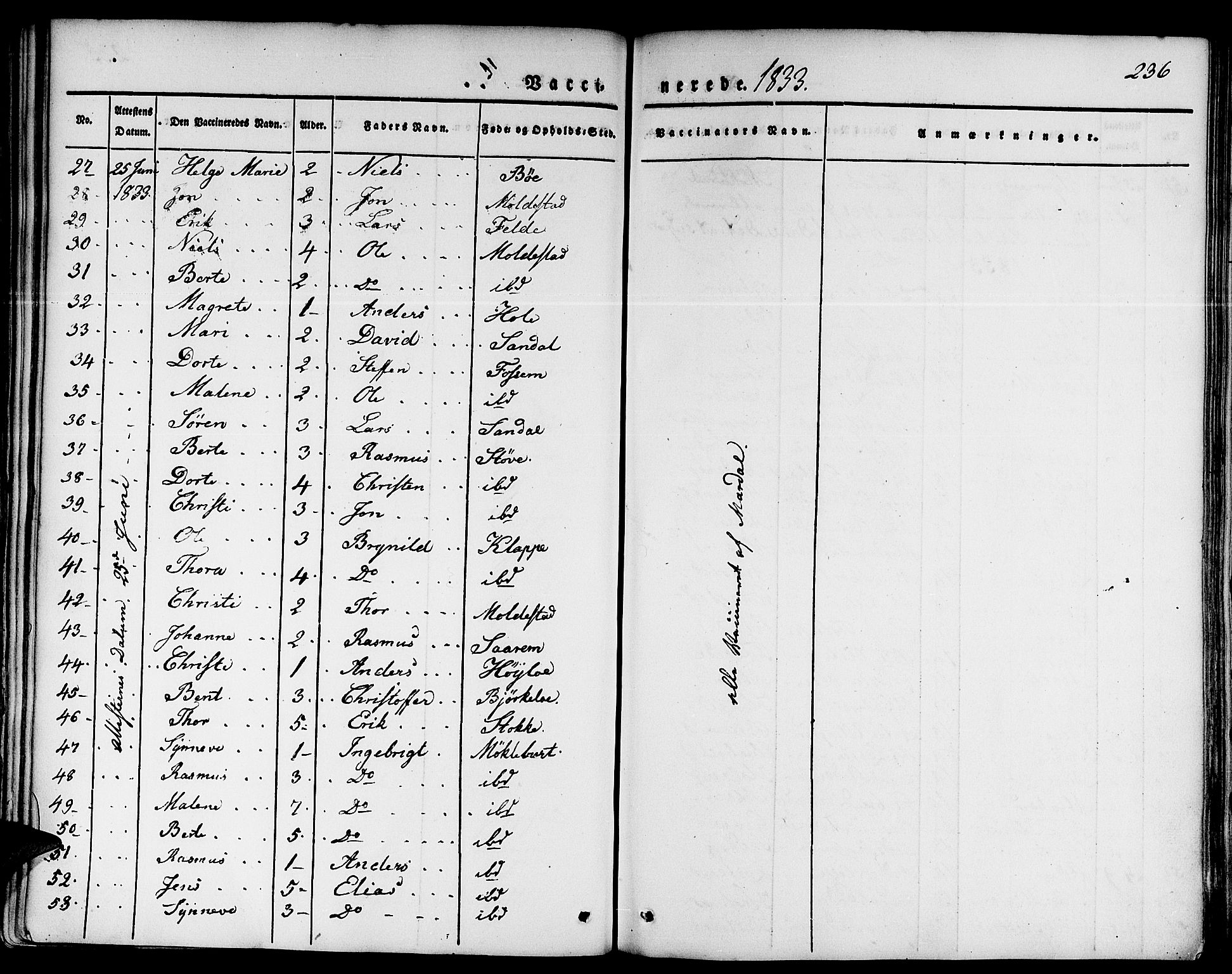 Gloppen sokneprestembete, SAB/A-80101/H/Haa/Haaa/L0007: Parish register (official) no. A 7, 1827-1837, p. 236
