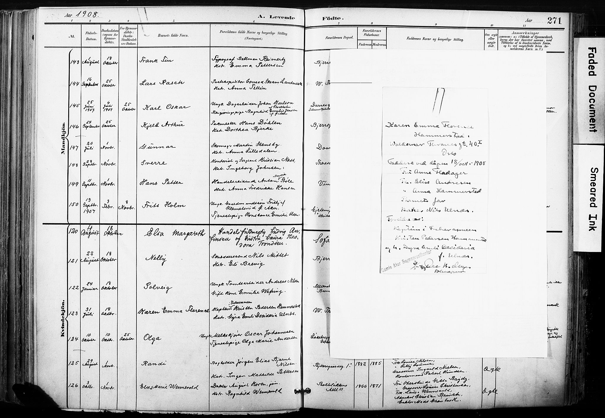 Gamle Aker prestekontor Kirkebøker, AV/SAO-A-10617a/F/L0013: Parish register (official) no. 13, 1901-1908, p. 271