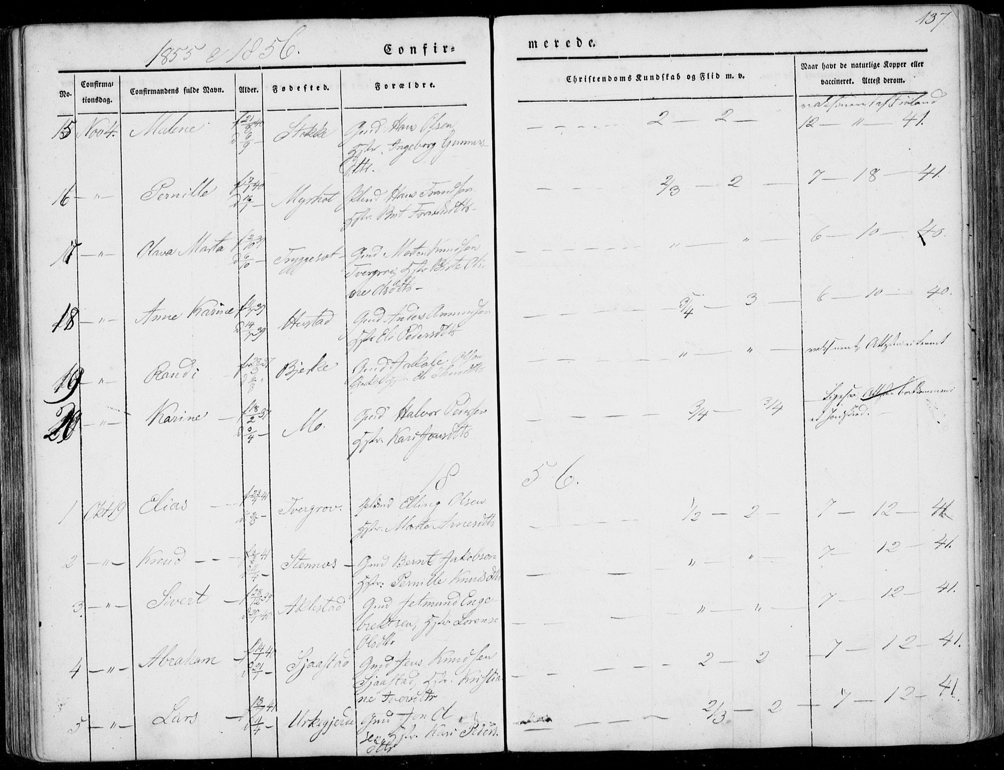 Ministerialprotokoller, klokkerbøker og fødselsregistre - Møre og Romsdal, AV/SAT-A-1454/515/L0209: Parish register (official) no. 515A05, 1847-1868, p. 137