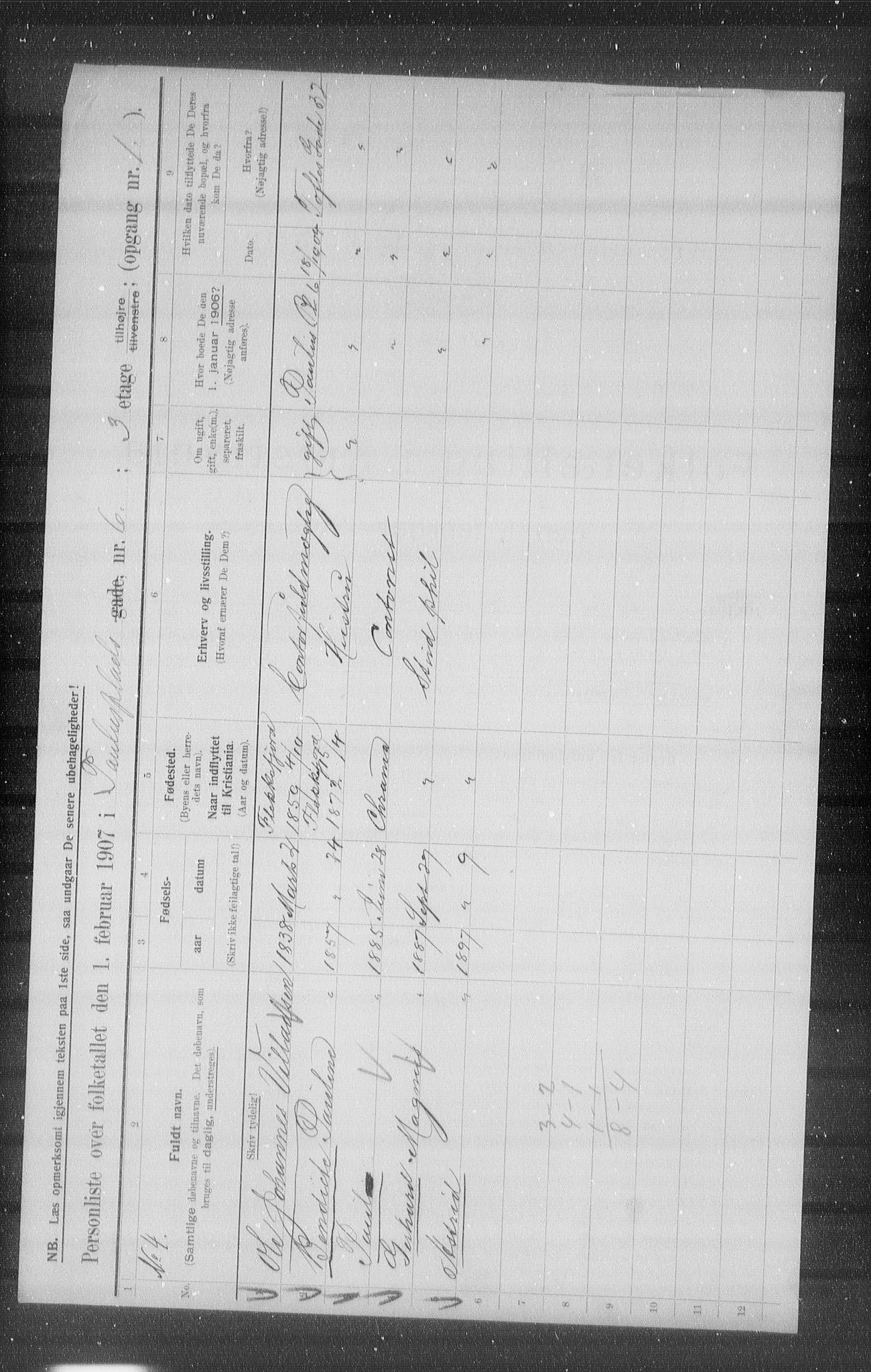 OBA, Municipal Census 1907 for Kristiania, 1907, p. 40305