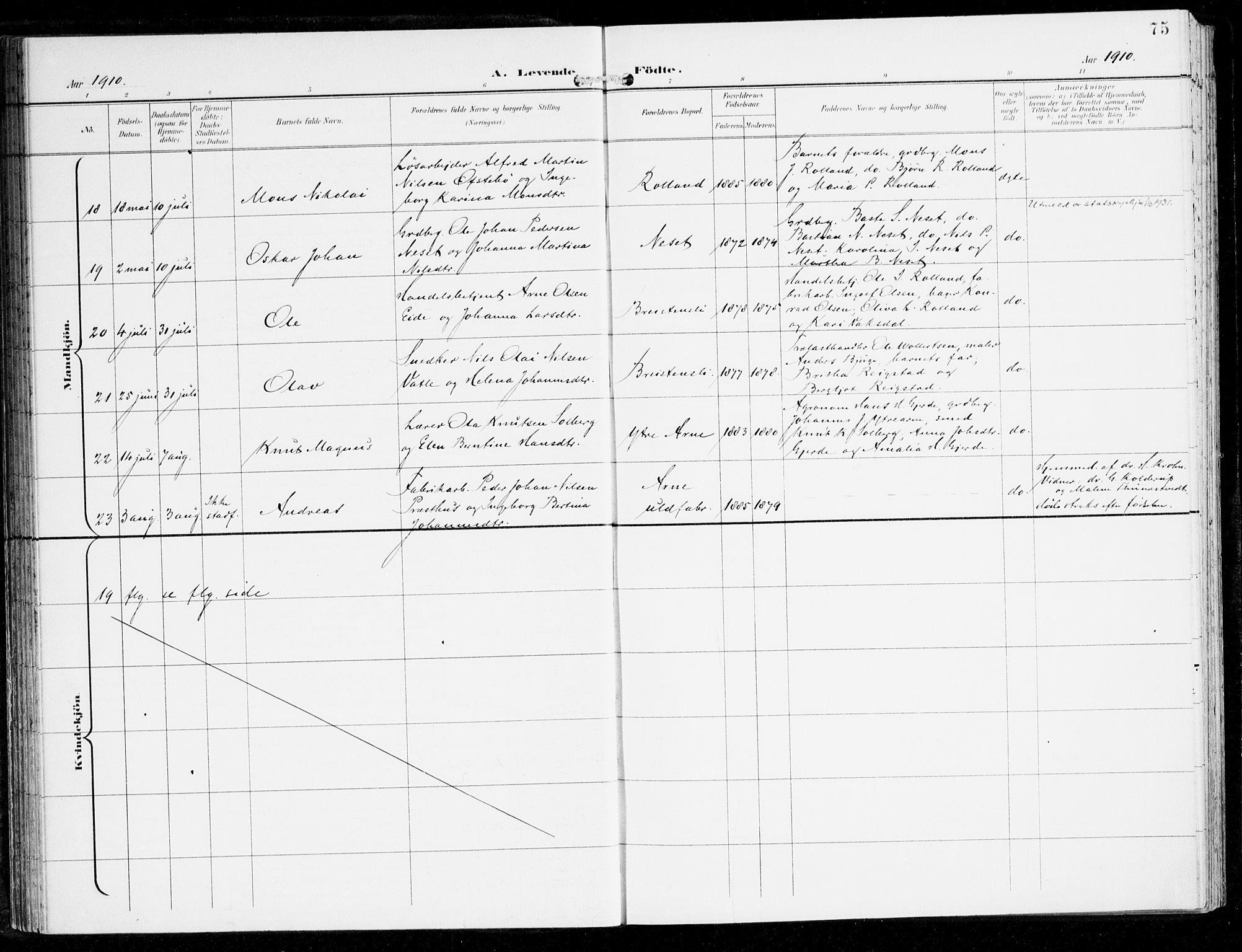 Haus sokneprestembete, AV/SAB-A-75601/H/Haa: Parish register (official) no. D 2, 1899-1912, p. 75