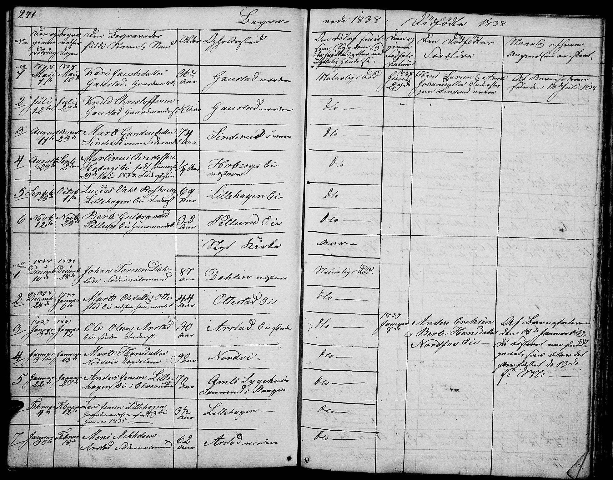 Stange prestekontor, SAH/PREST-002/L/L0002: Parish register (copy) no. 2, 1838-1879, p. 271