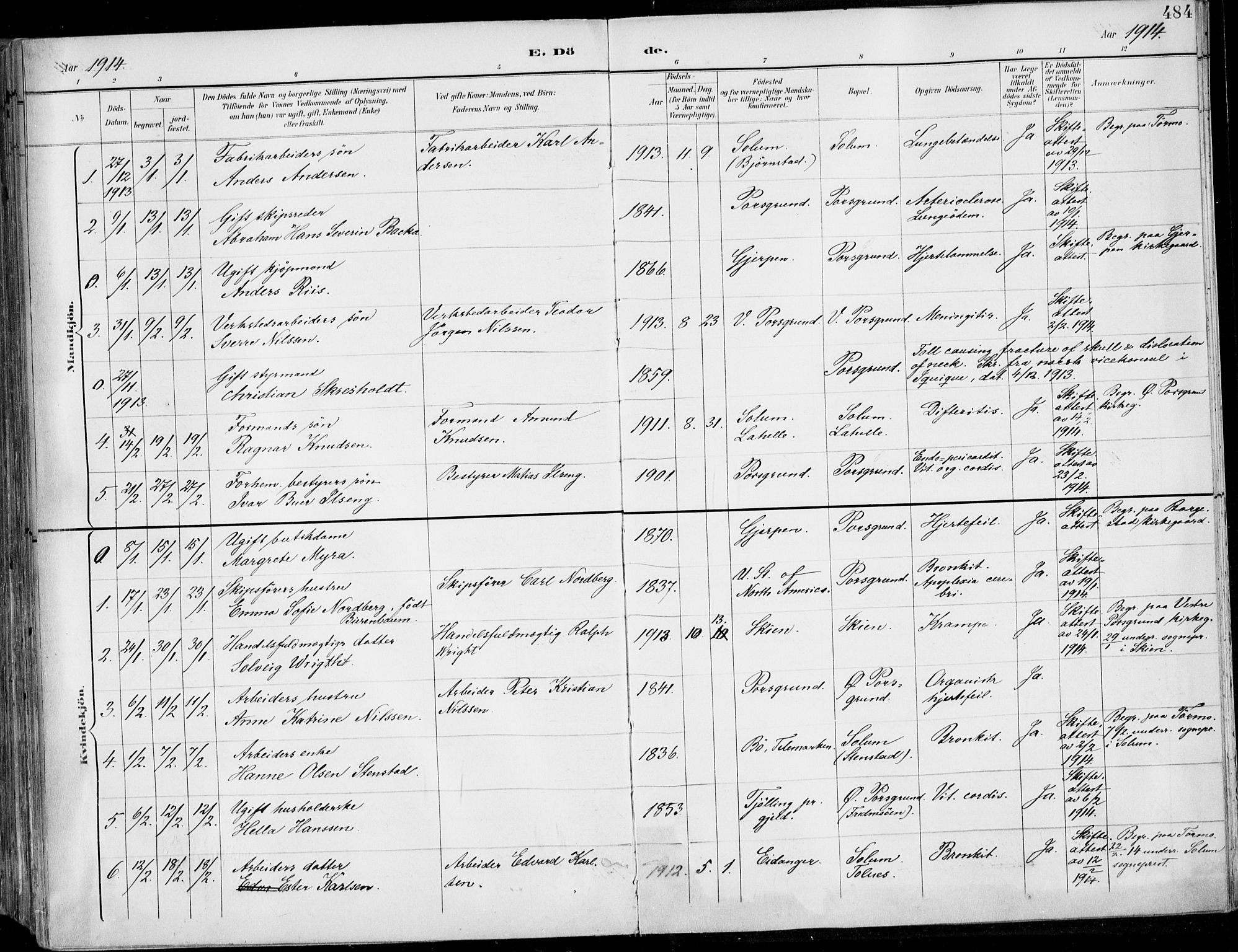 Porsgrunn kirkebøker , AV/SAKO-A-104/F/Fa/L0011: Parish register (official) no. 11, 1895-1919, p. 484