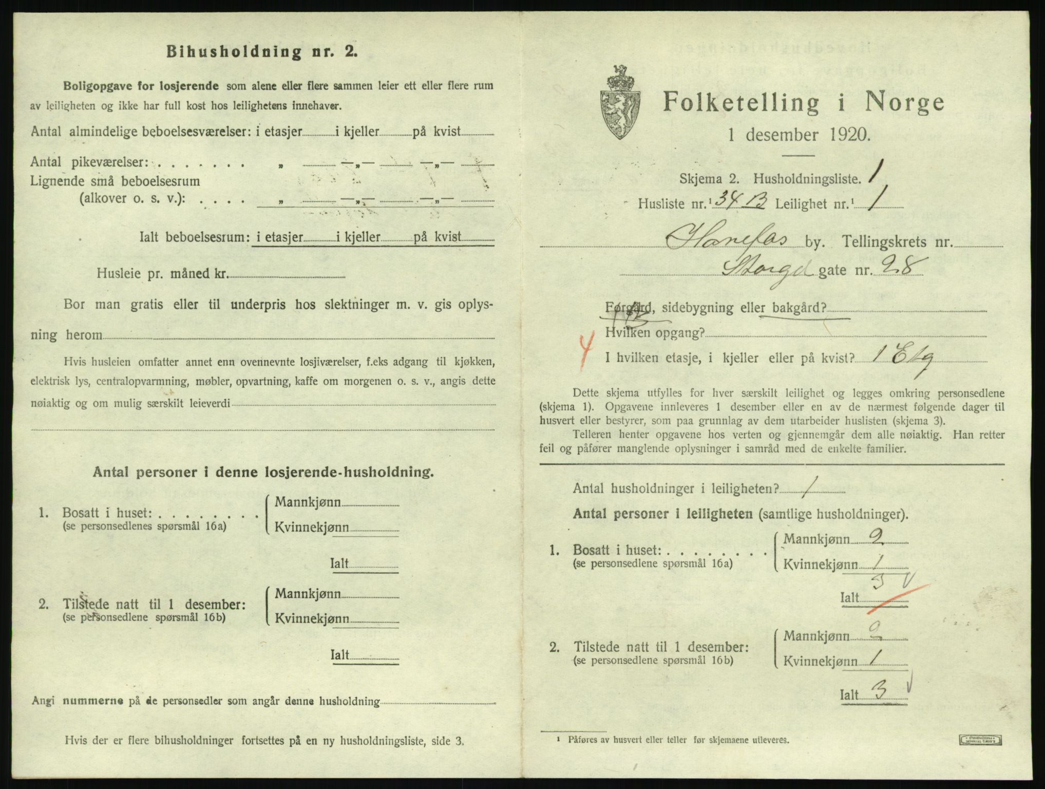 SAKO, 1920 census for Hønefoss, 1920, p. 2258