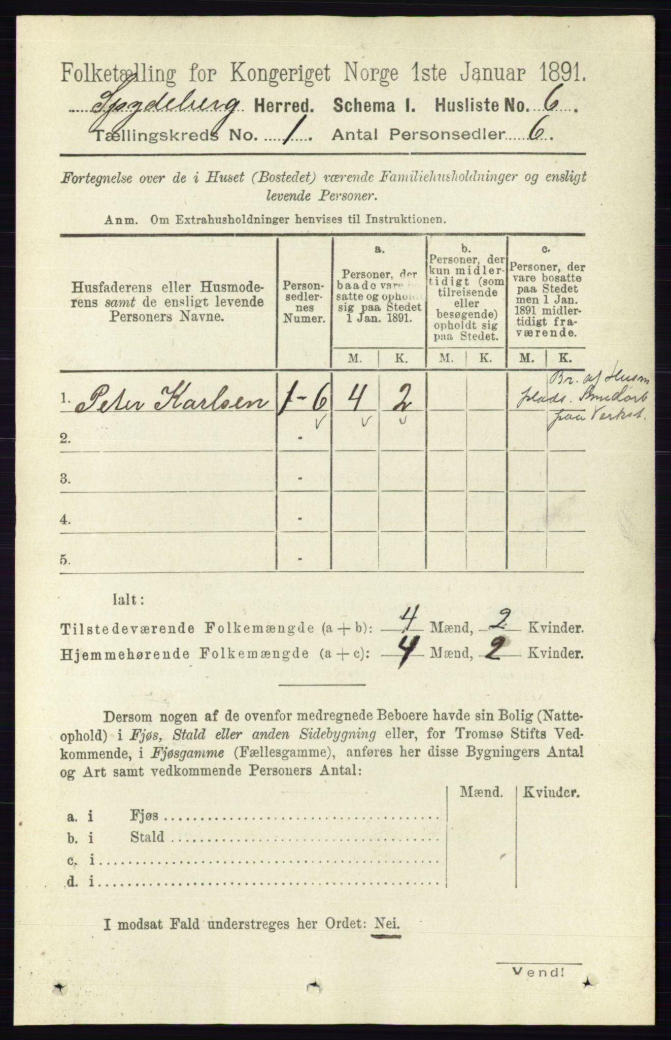 RA, 1891 census for 0123 Spydeberg, 1891, p. 41