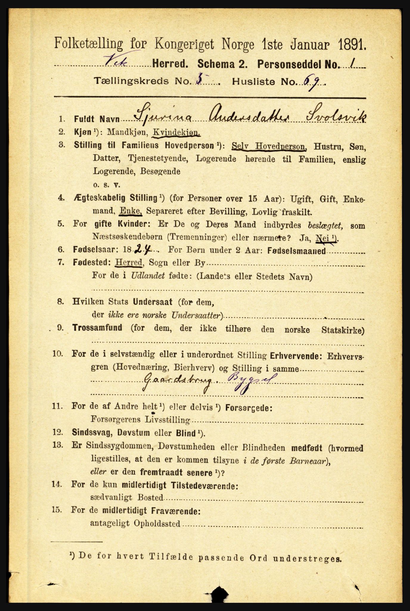 RA, 1891 census for 1417 Vik, 1891, p. 2751