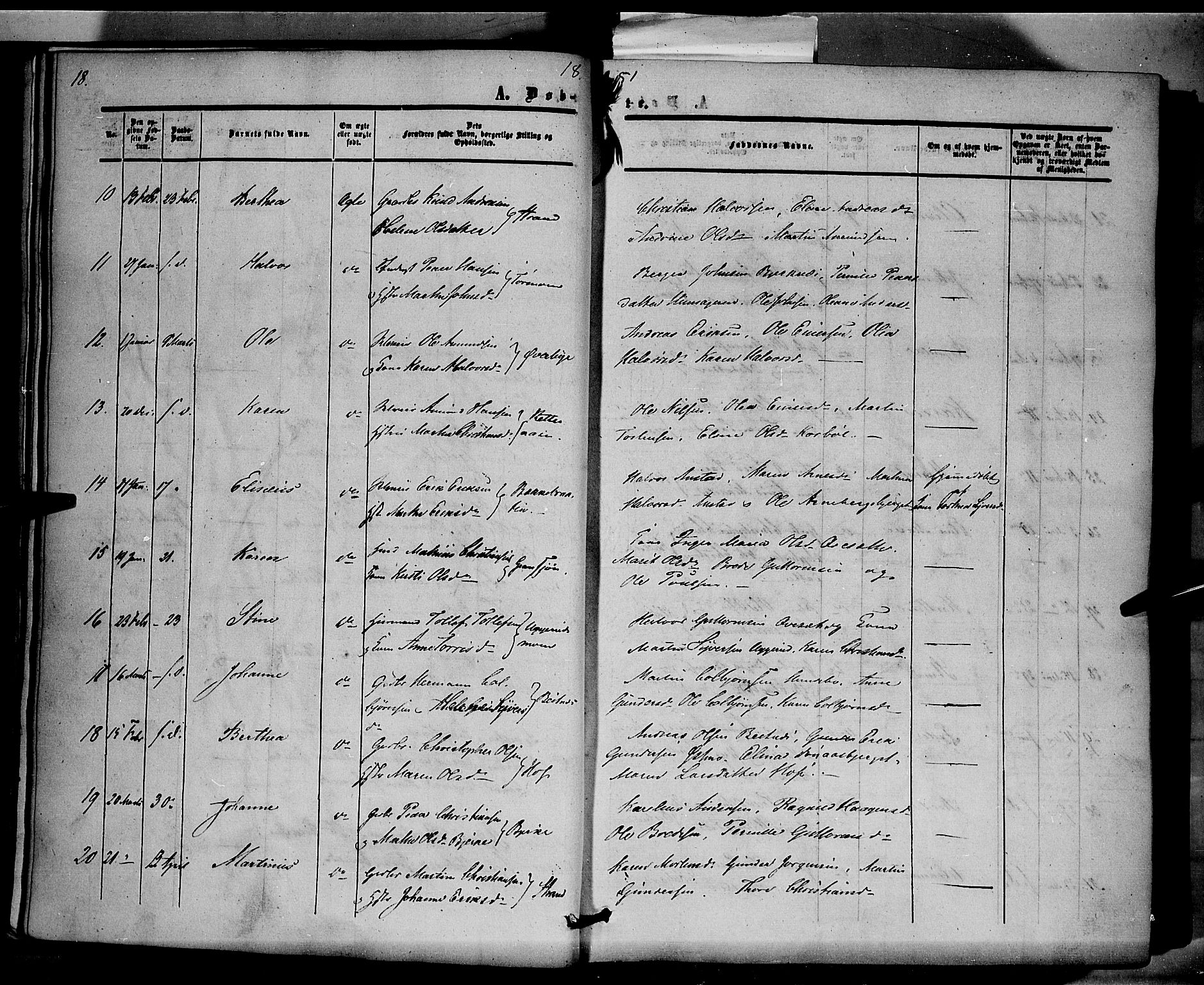 Hof prestekontor, SAH/PREST-038/H/Ha/Haa/L0008: Parish register (official) no. 8, 1849-1861, p. 18