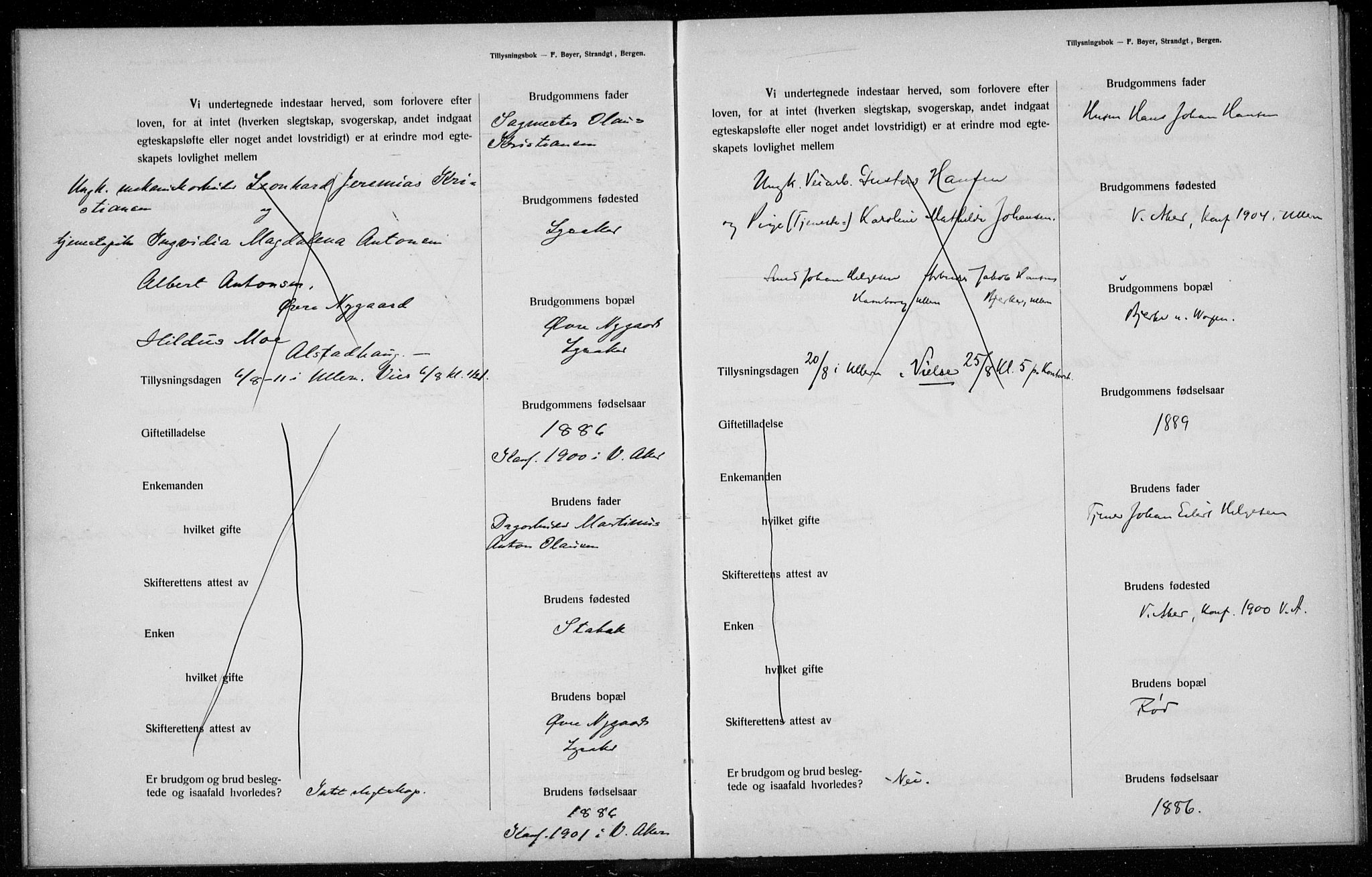 Ullern prestekontor Kirkebøker, AV/SAO-A-10740/H/L0001: Banns register no. 1, 1911-1916