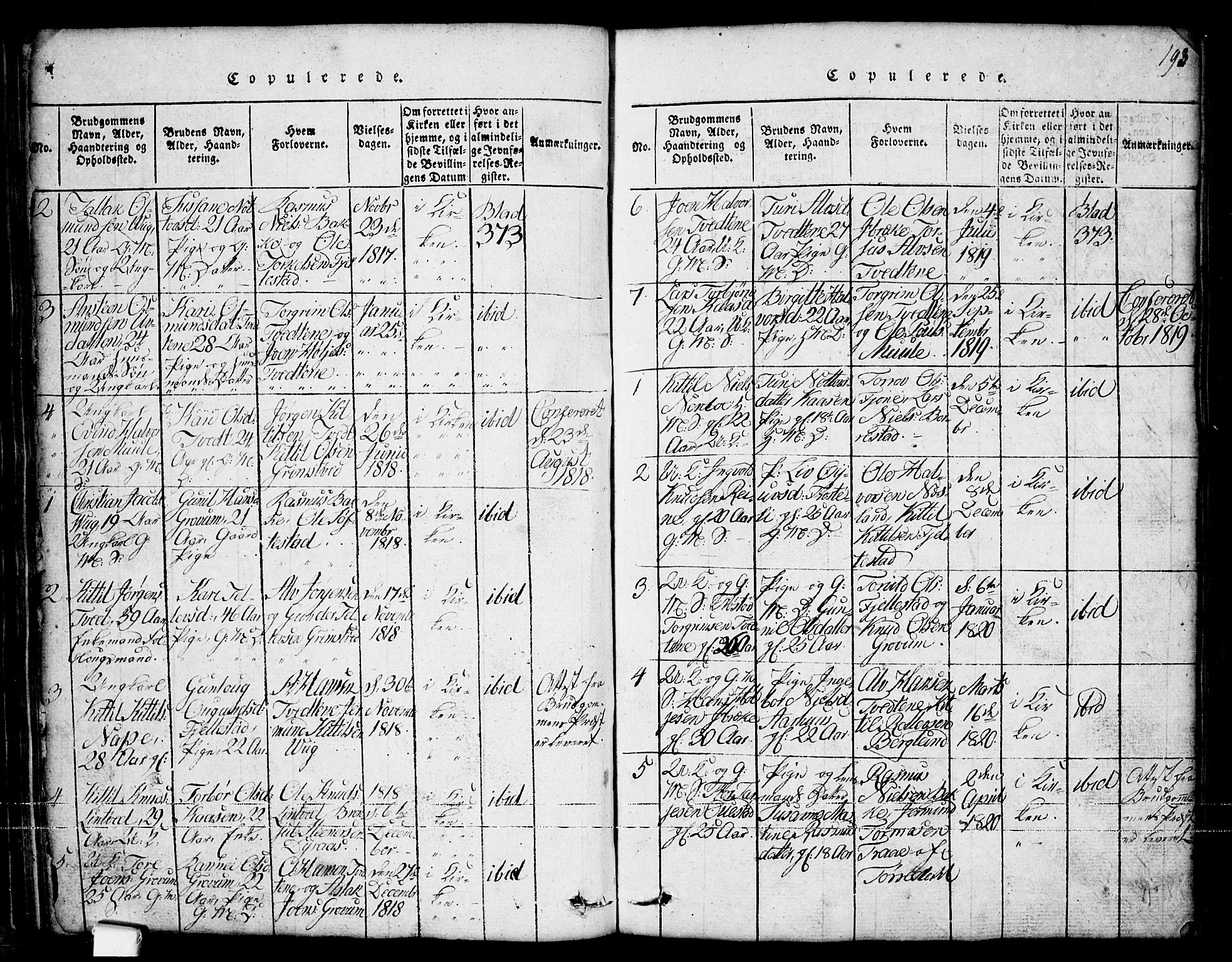 Nissedal kirkebøker, SAKO/A-288/G/Ga/L0001: Parish register (copy) no. I 1, 1814-1860, p. 193
