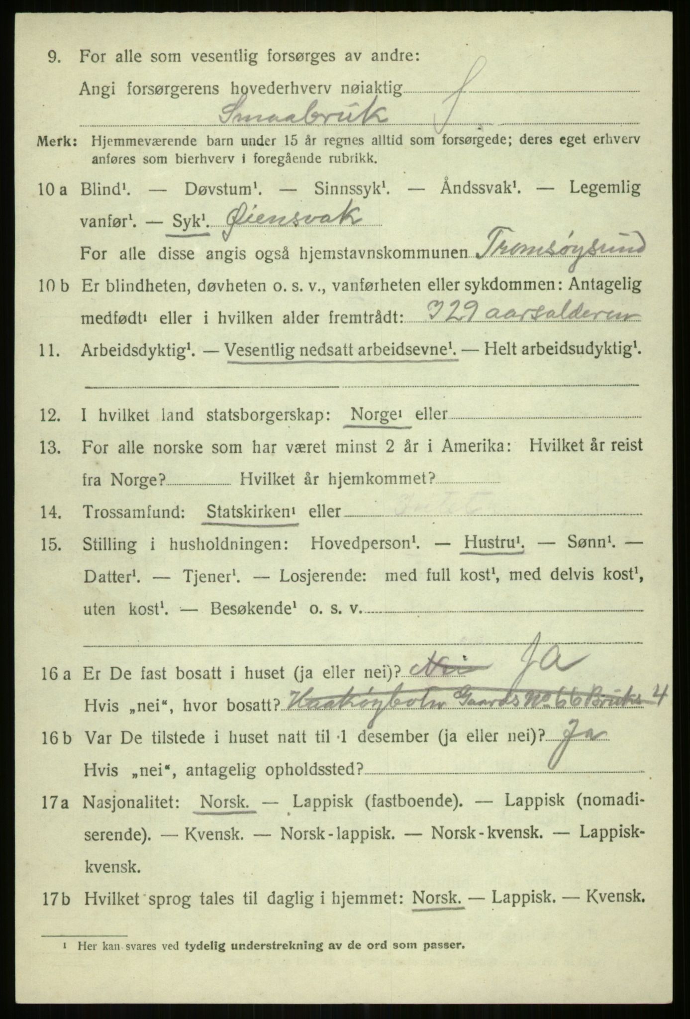 SATØ, 1920 census for Tromsøysund, 1920, p. 8903