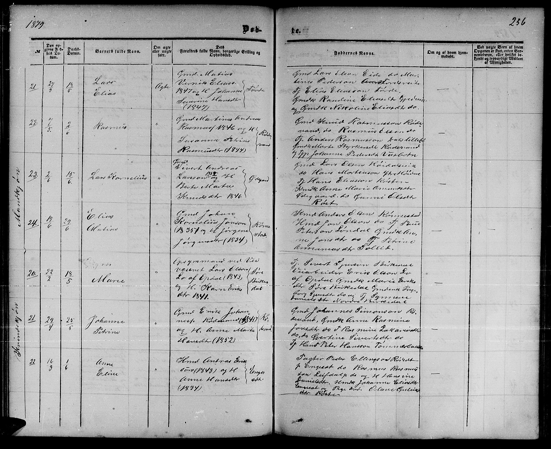 Ministerialprotokoller, klokkerbøker og fødselsregistre - Møre og Romsdal, AV/SAT-A-1454/511/L0157: Parish register (copy) no. 511C03, 1864-1884, p. 256