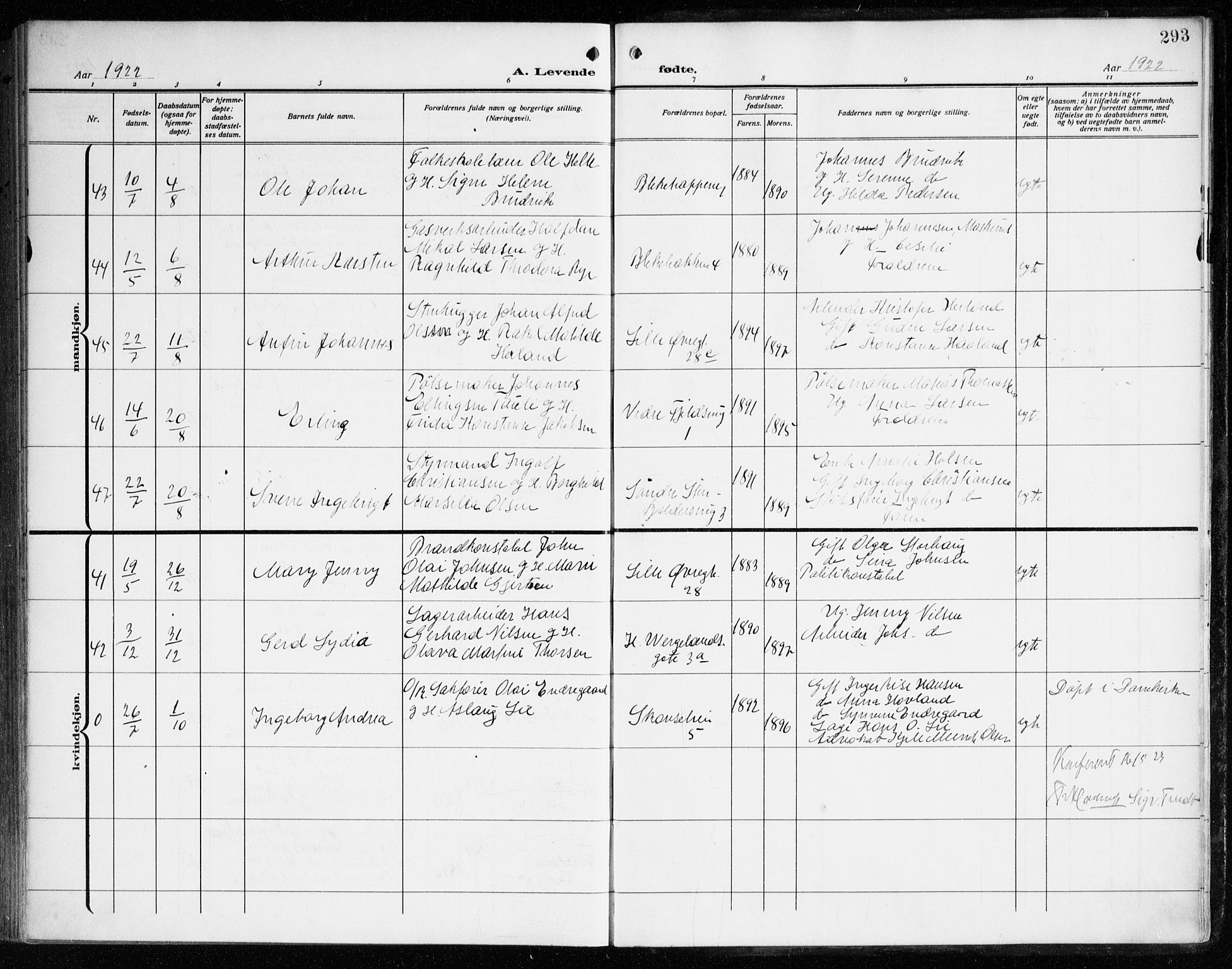 Korskirken sokneprestembete, AV/SAB-A-76101/H/Haa: Parish register (official) no. B 10, 1909-1923, p. 293