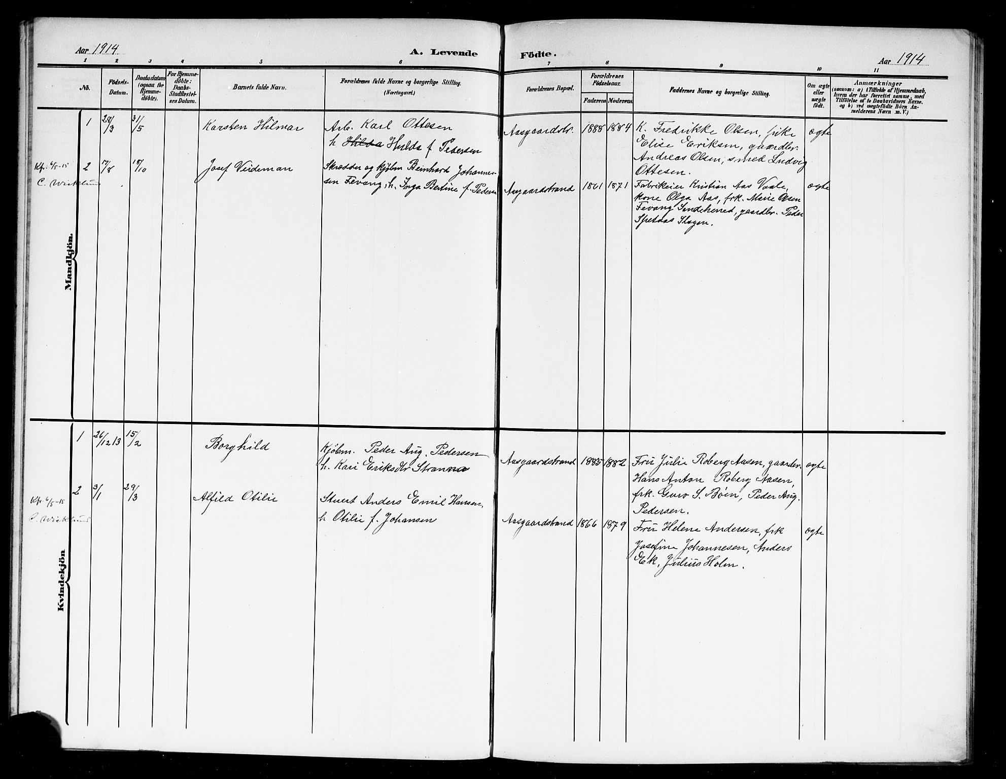 Borre kirkebøker, AV/SAKO-A-338/G/Gc/L0001: Parish register (copy) no. III 1, 1907-1920