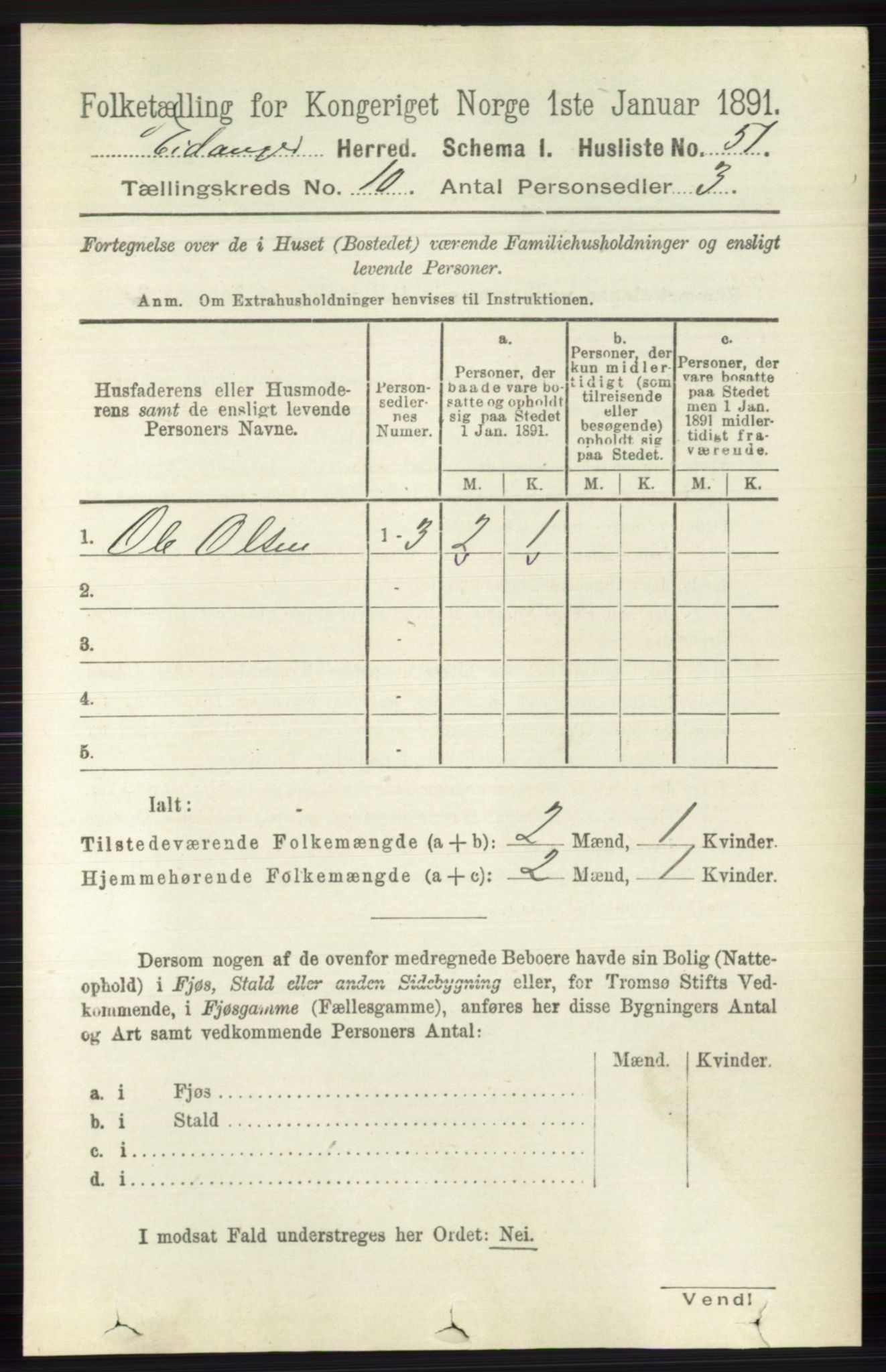 RA, 1891 census for 0813 Eidanger, 1891, p. 3930